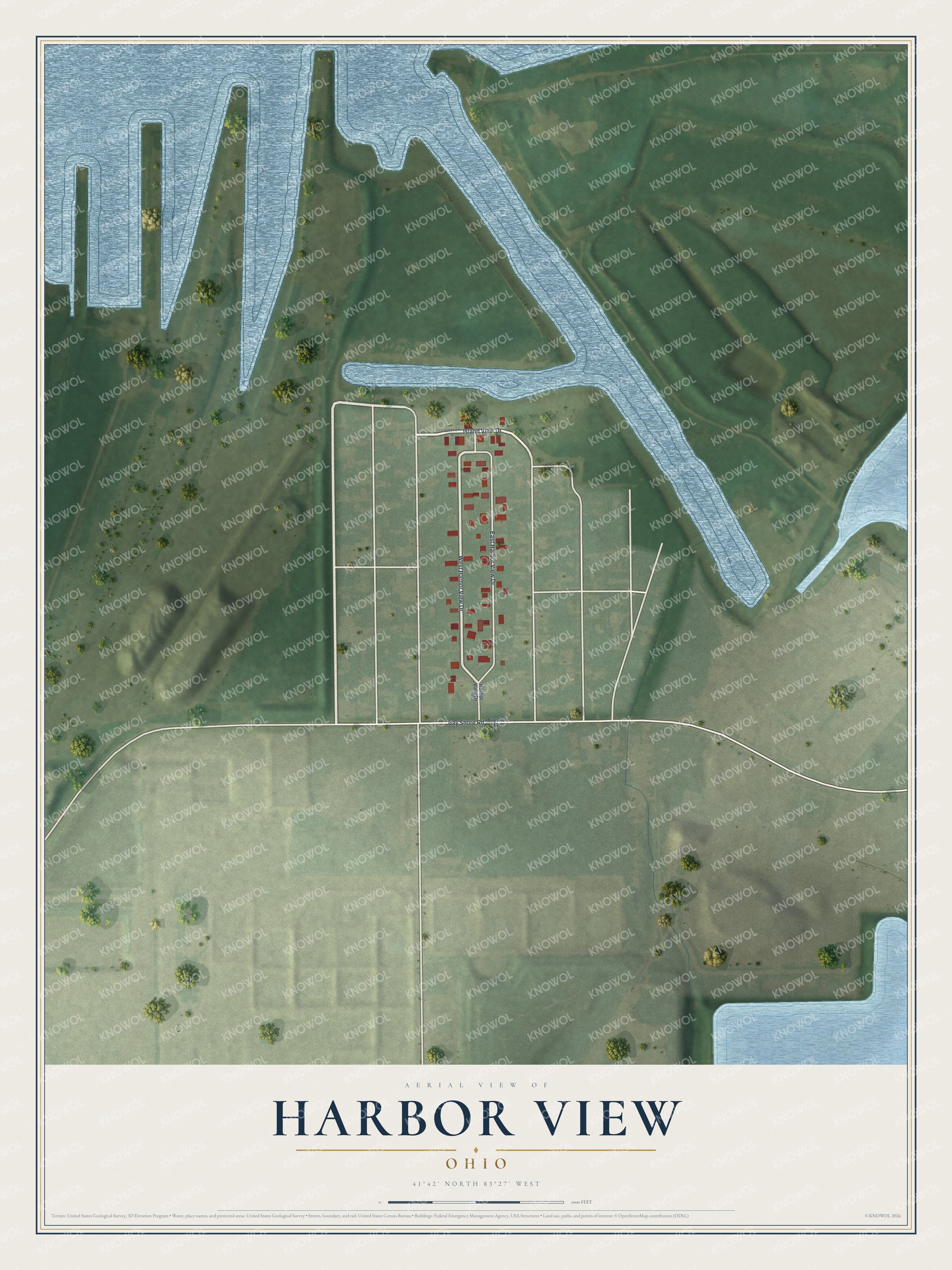 Watermarked full-map preview of Harbor View, Ohio