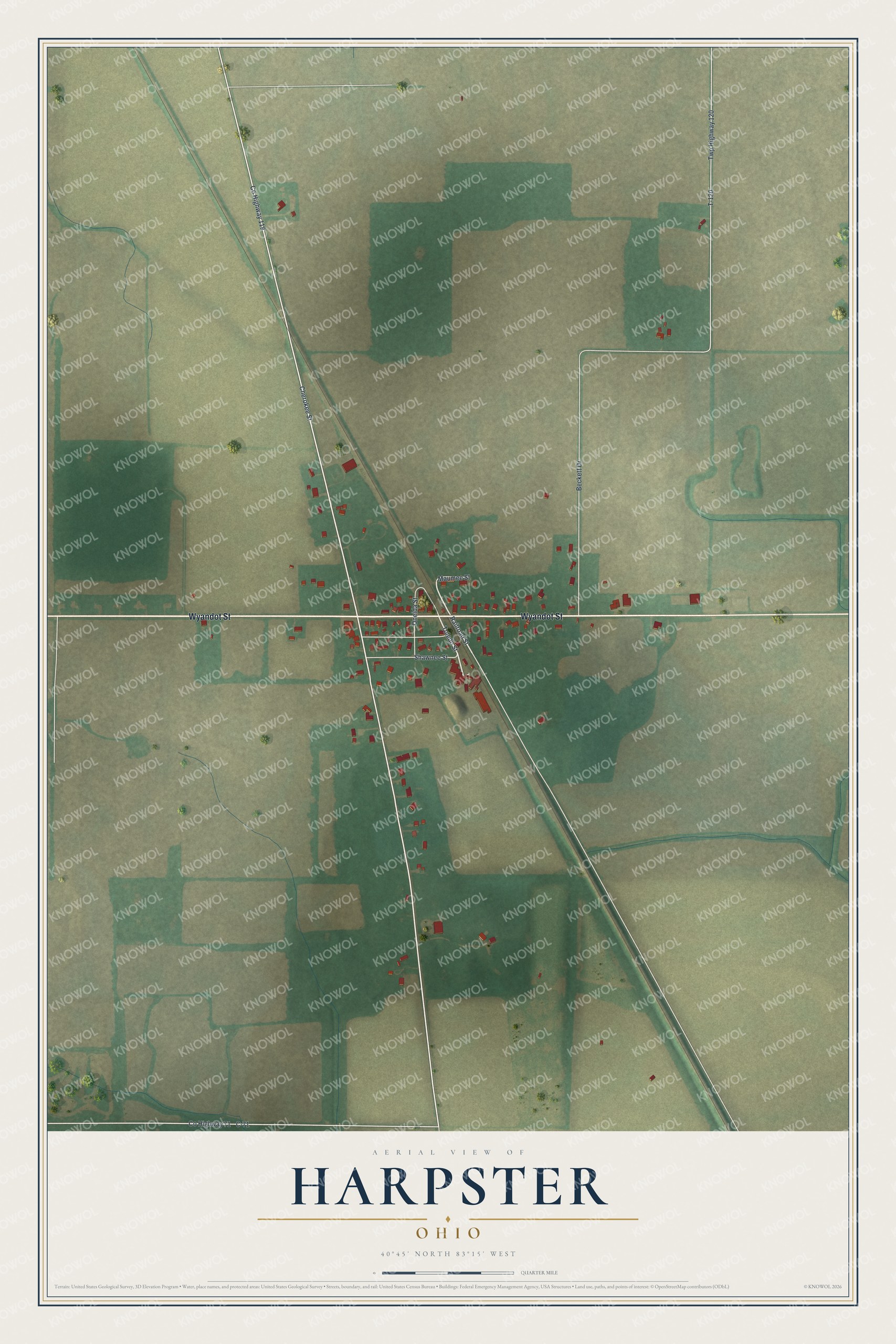 Watermarked full-map preview of Harpster, Ohio