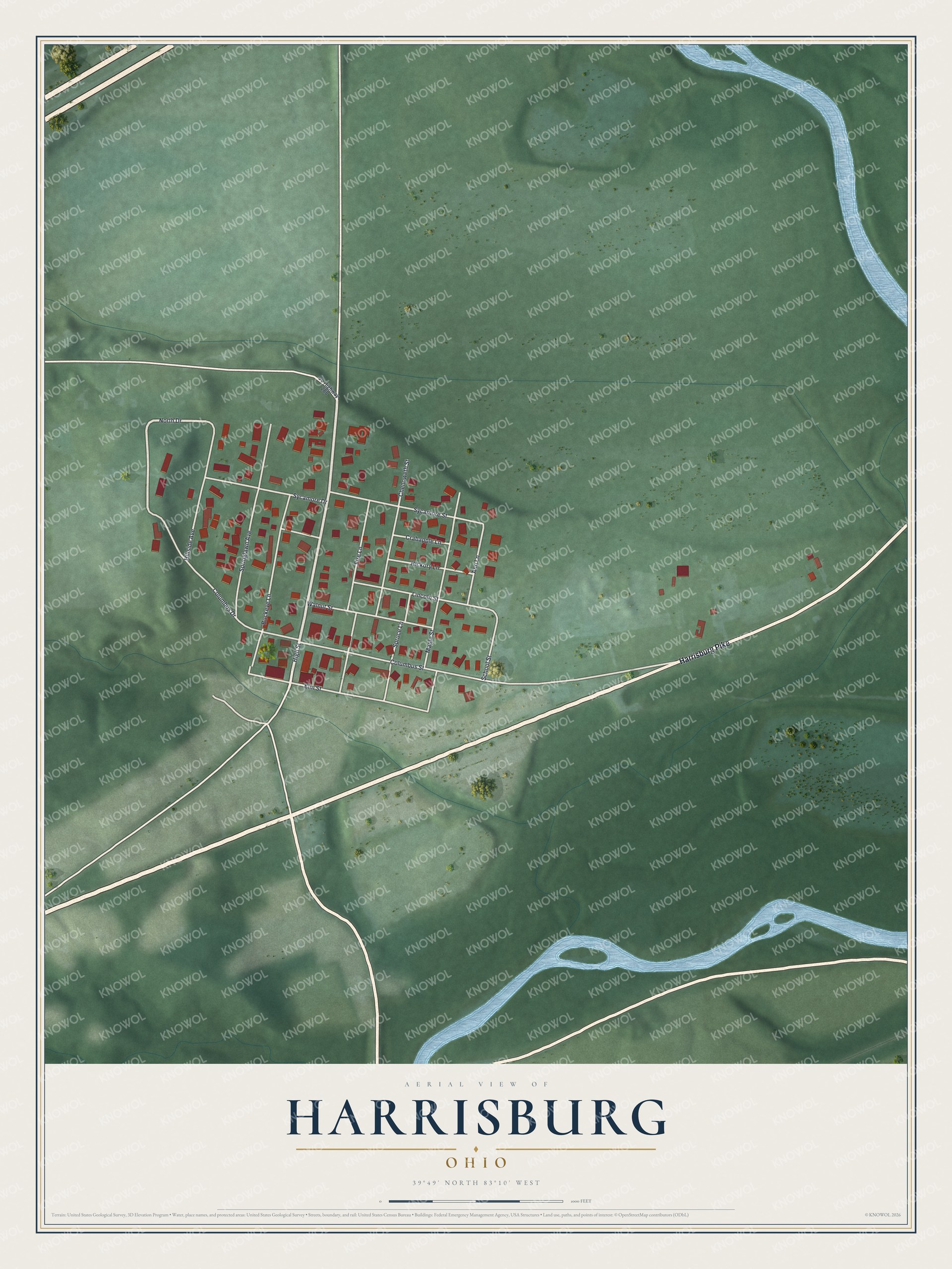 Watermarked full-map preview of Harrisburg, Ohio