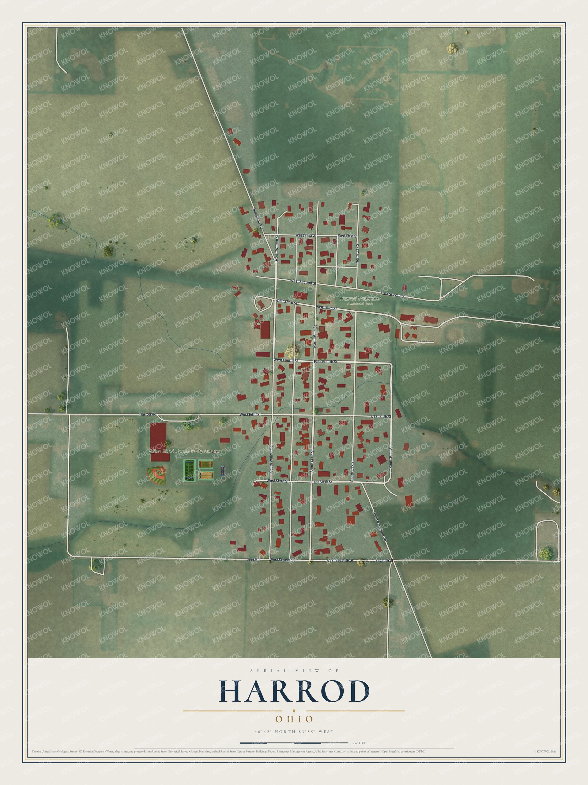 Watermarked full-map preview of Harrod, Ohio