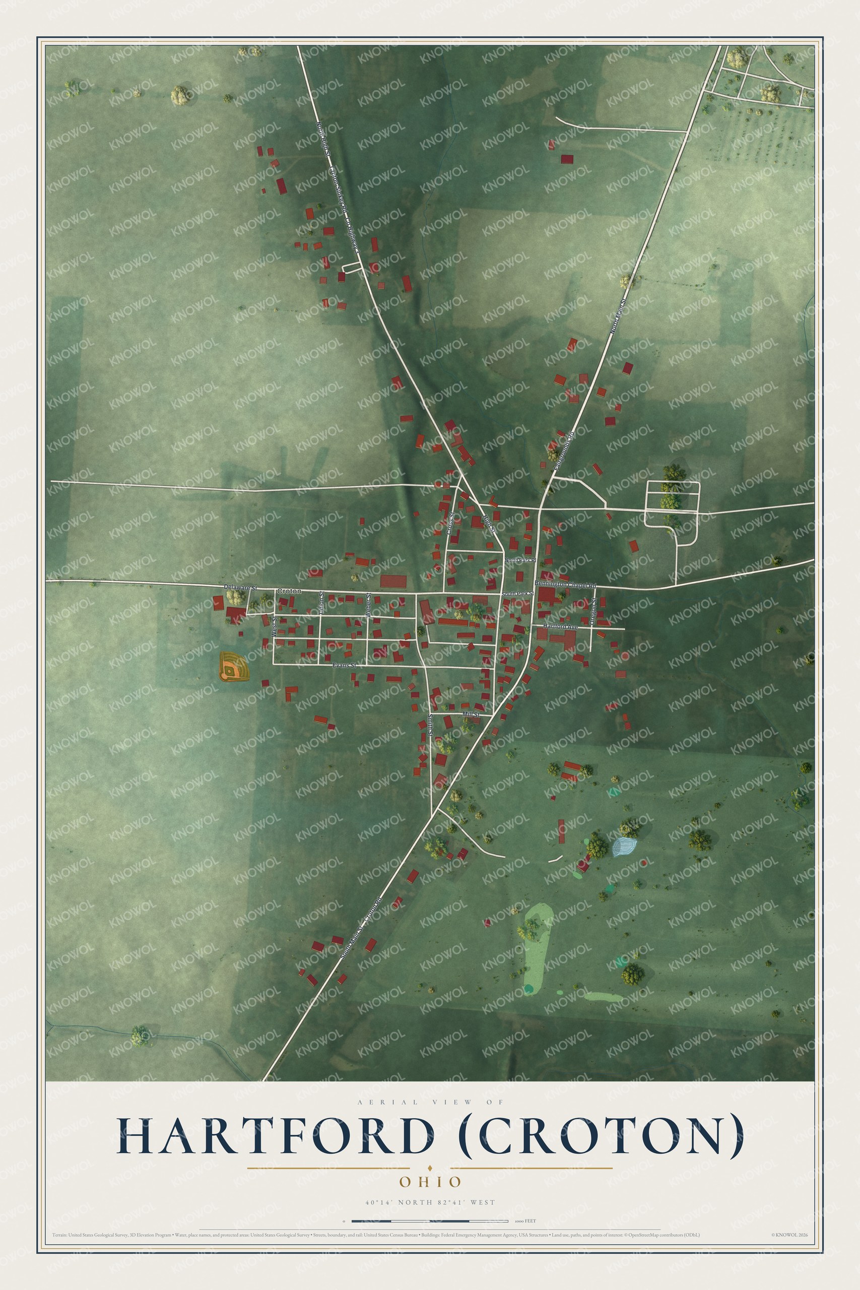 Watermarked full-map preview of Hartford (Croton), Ohio