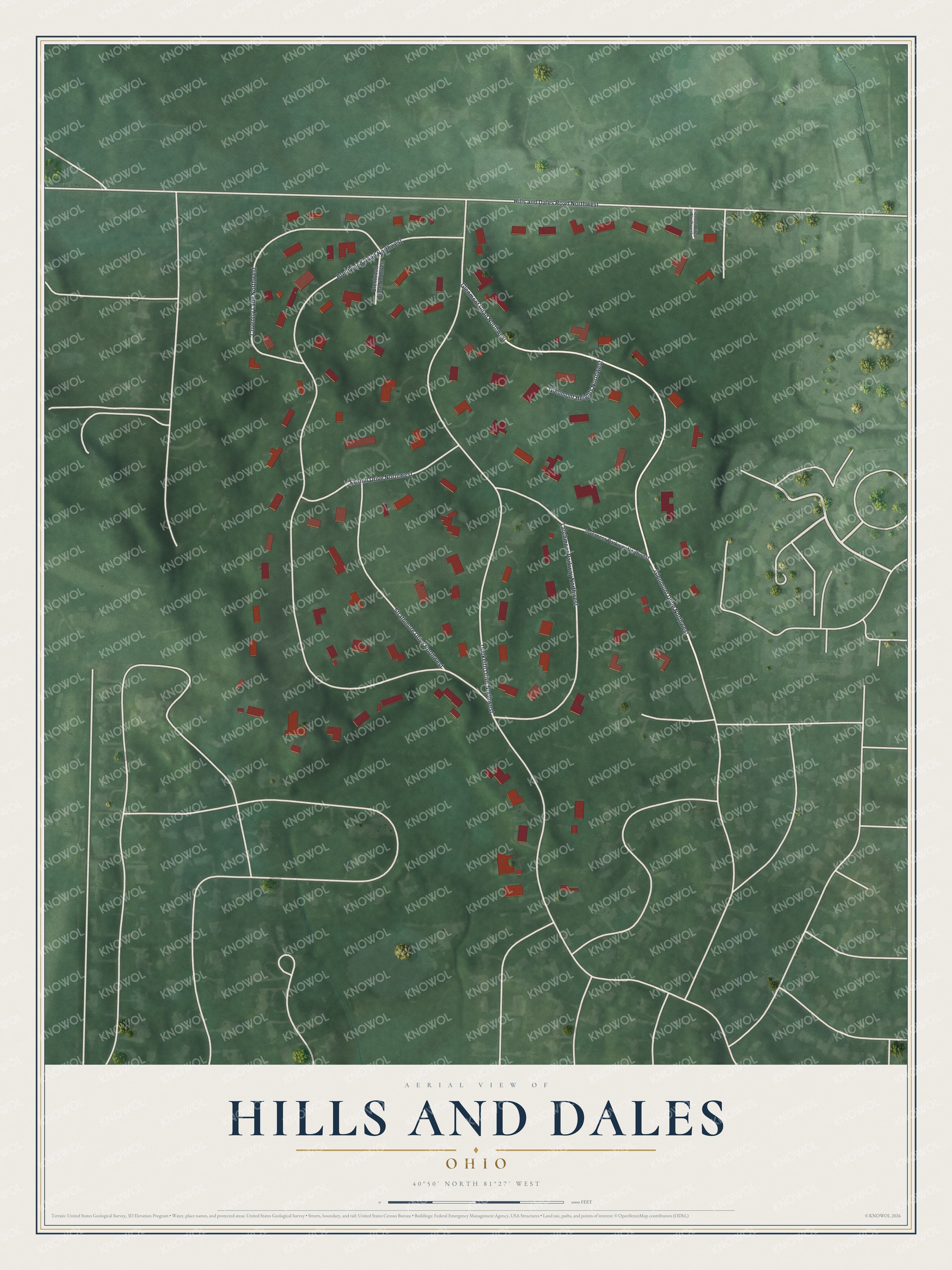 Watermarked full-map preview of Hills and Dales, Ohio