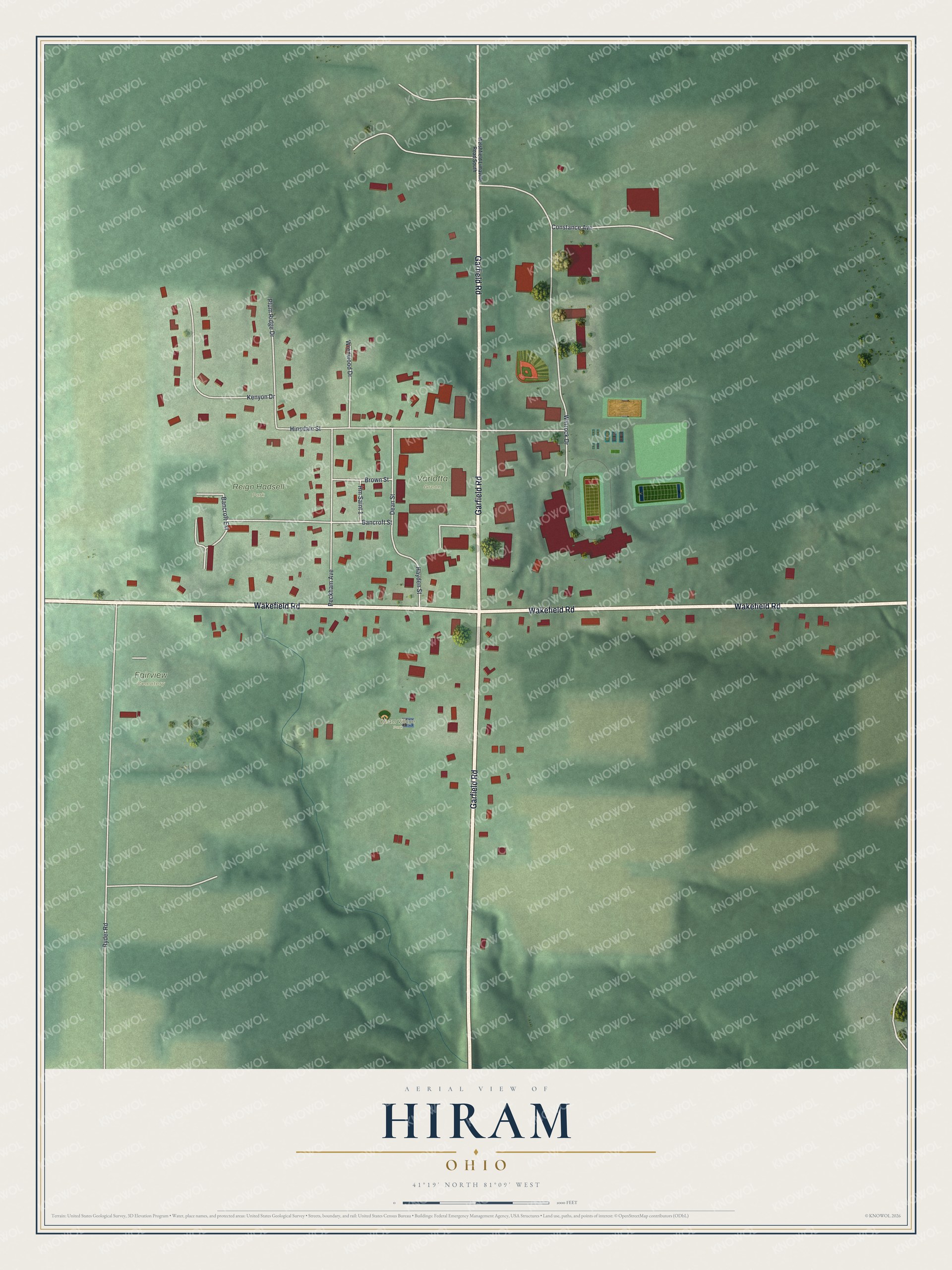 Watermarked full-map preview of Hiram, Ohio