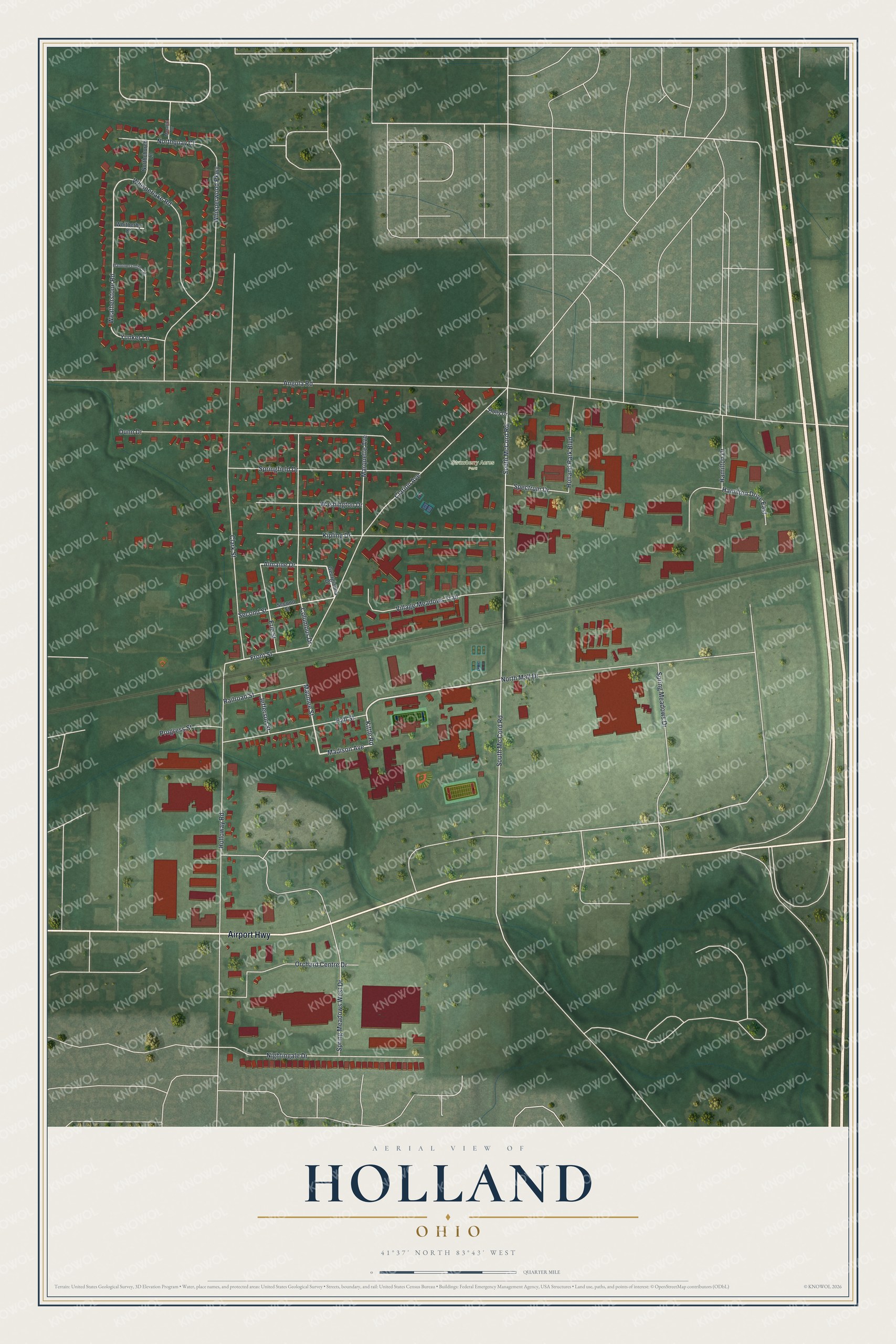 Watermarked full-map preview of Holland, Ohio