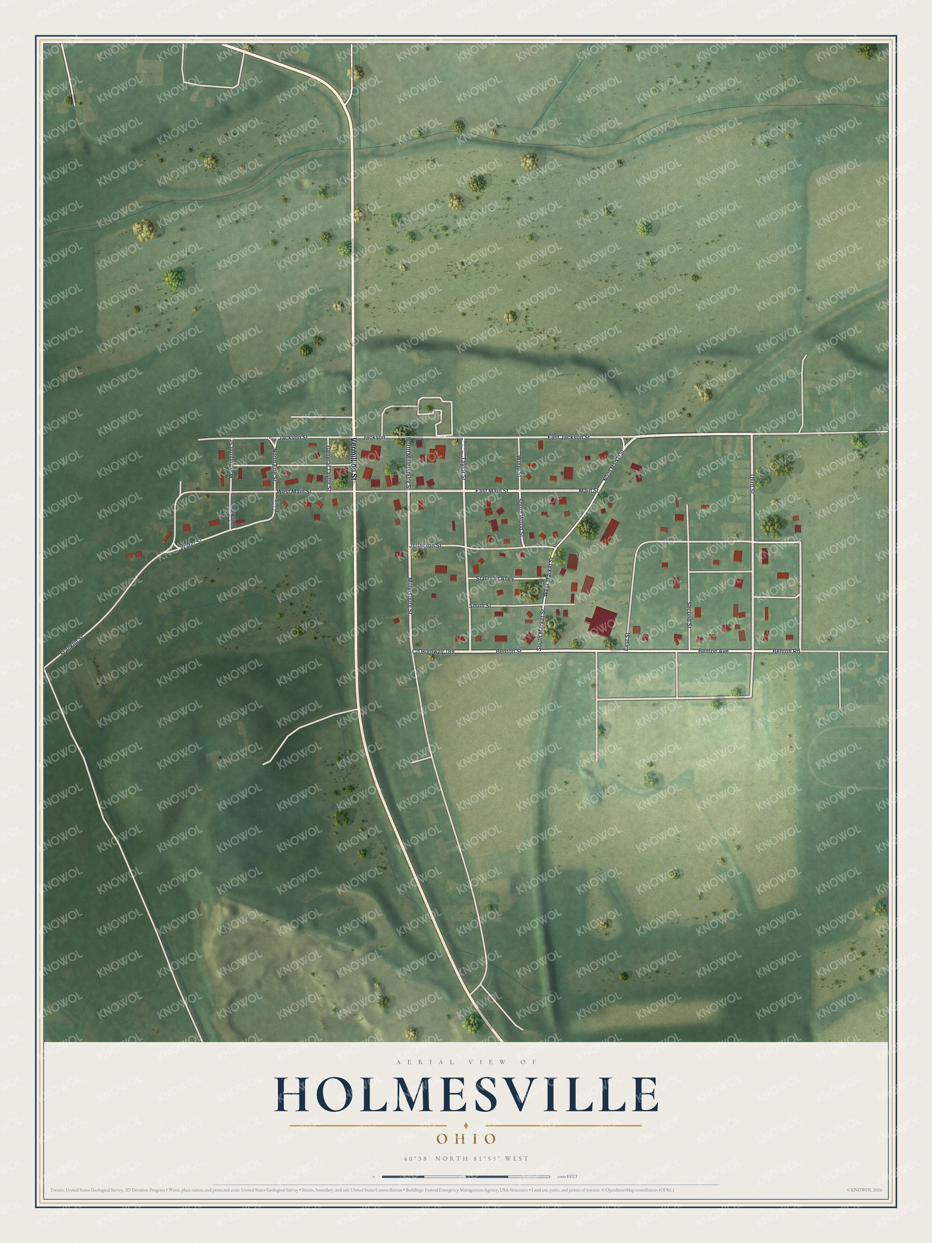 Watermarked full-map preview of Holmesville, Ohio