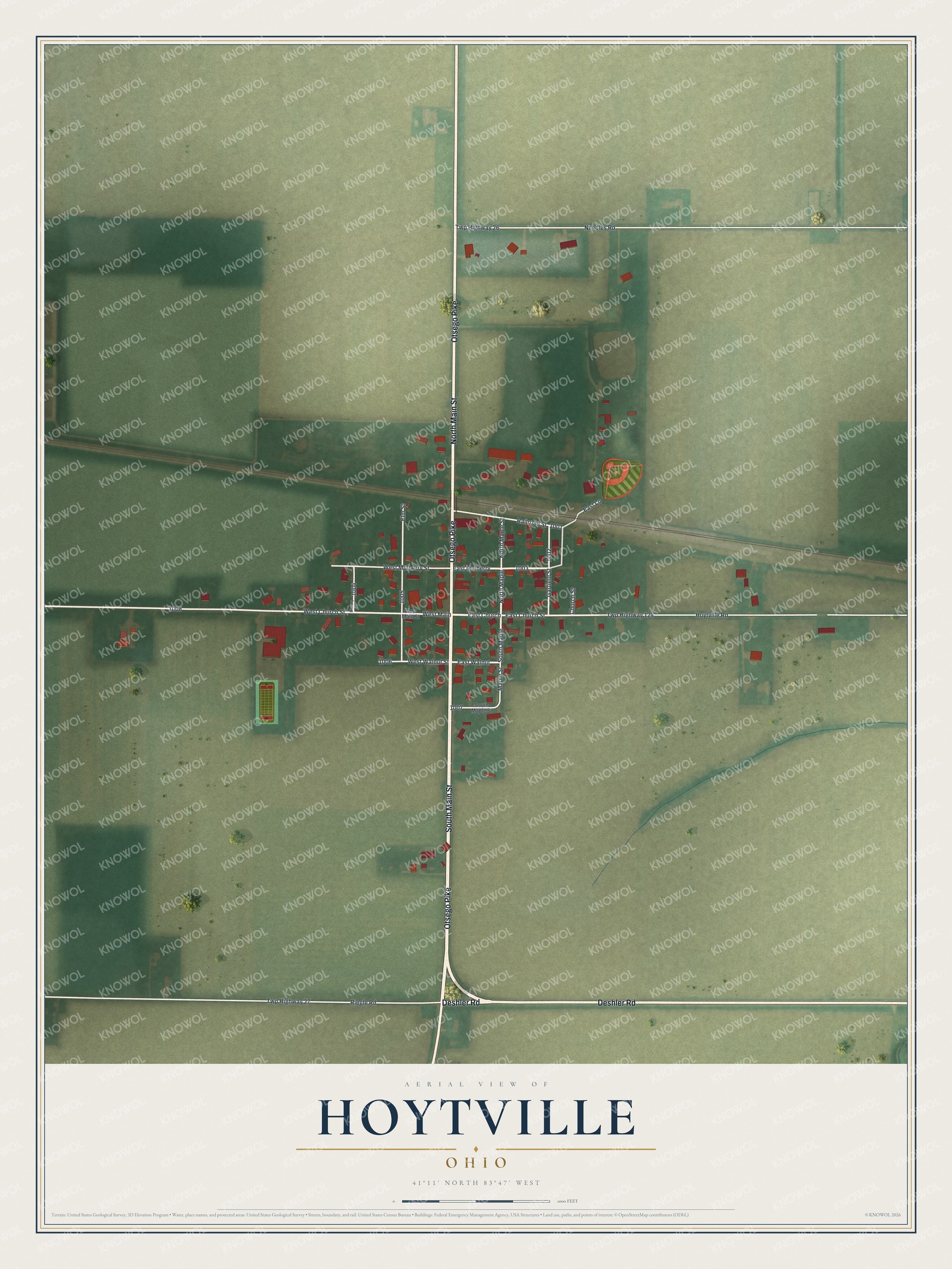 Watermarked full-map preview of Hoytville, Ohio