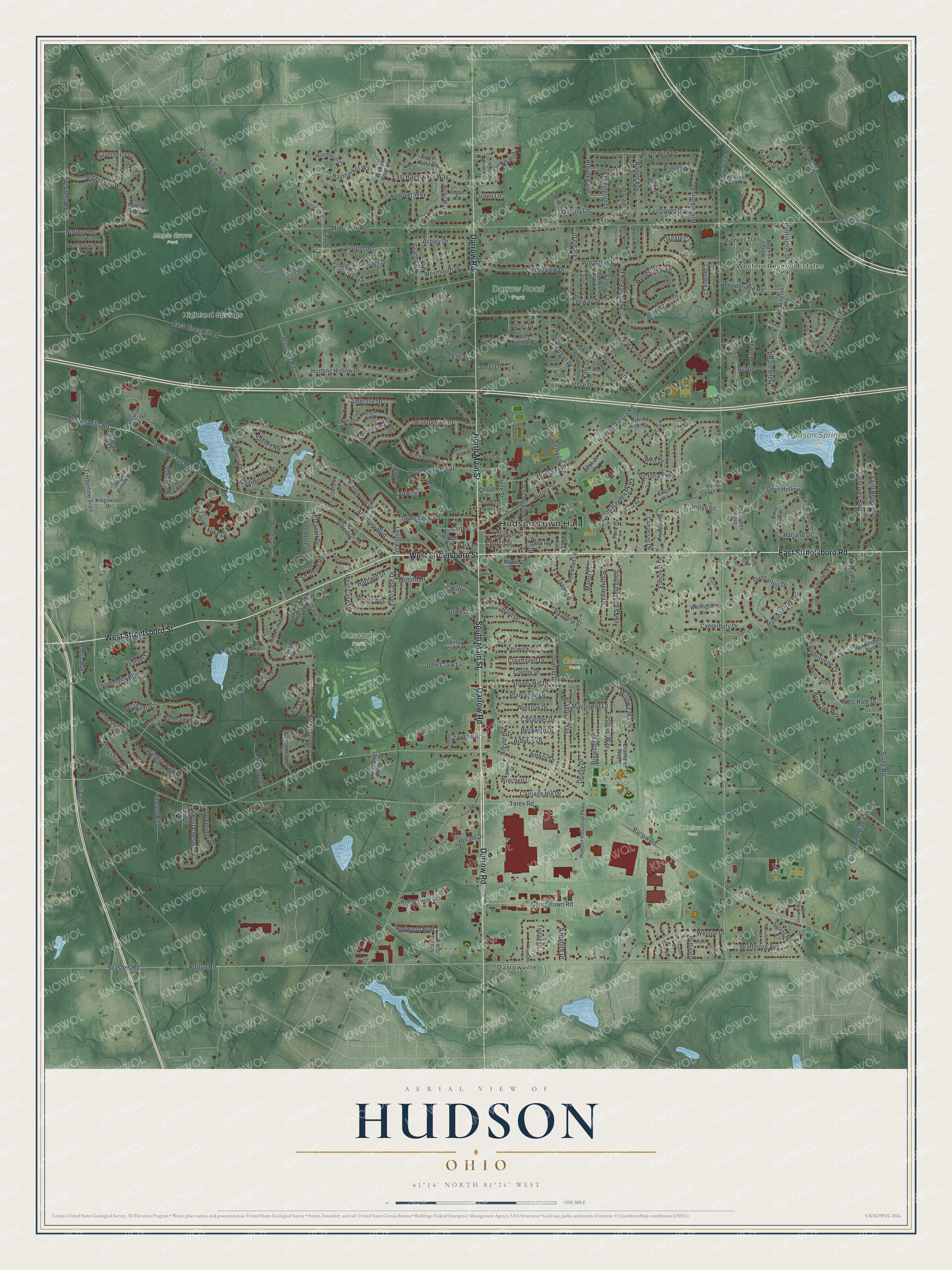 Watermarked full-map preview of Hudson, Ohio
