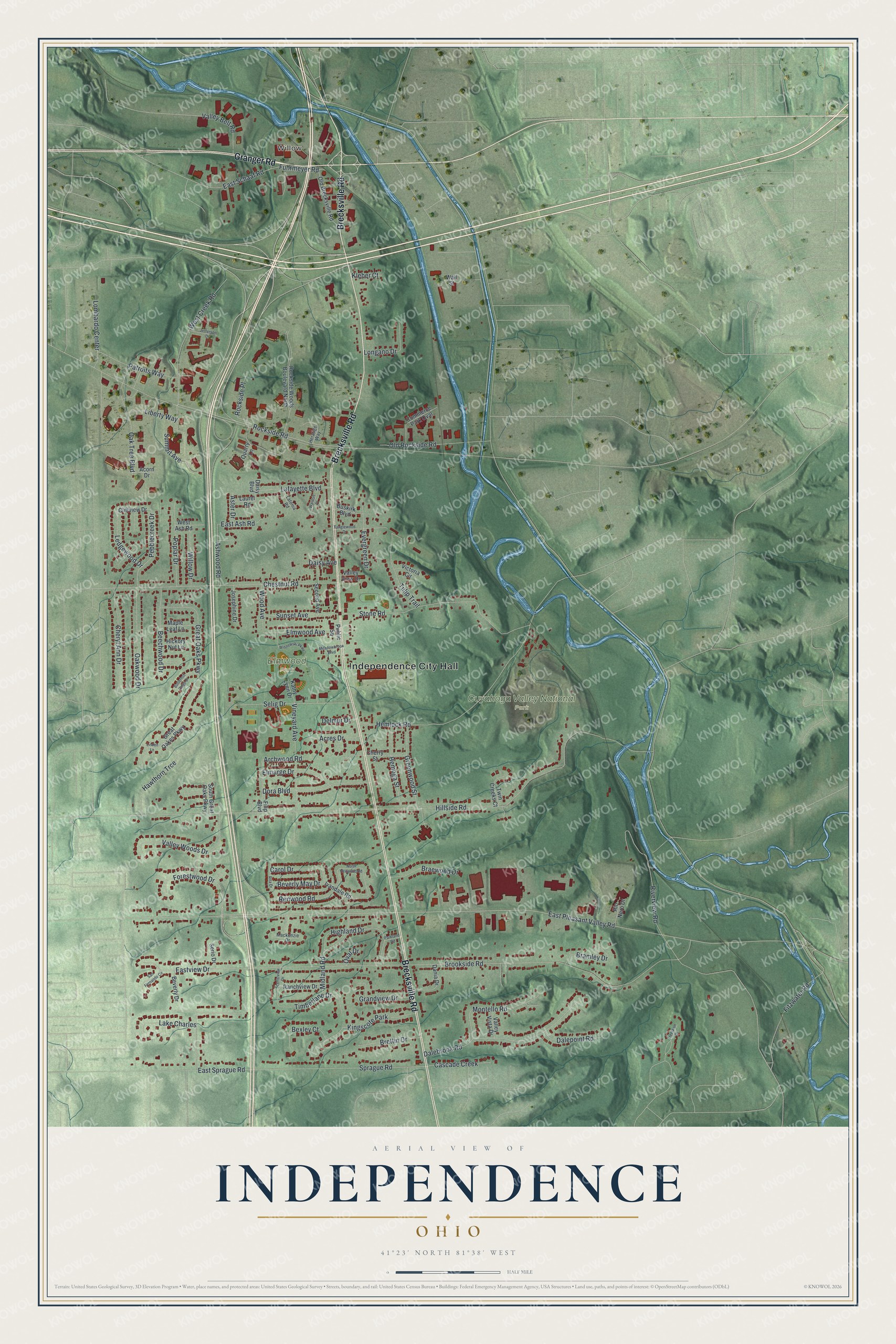 Watermarked full-map preview of Independence, Ohio