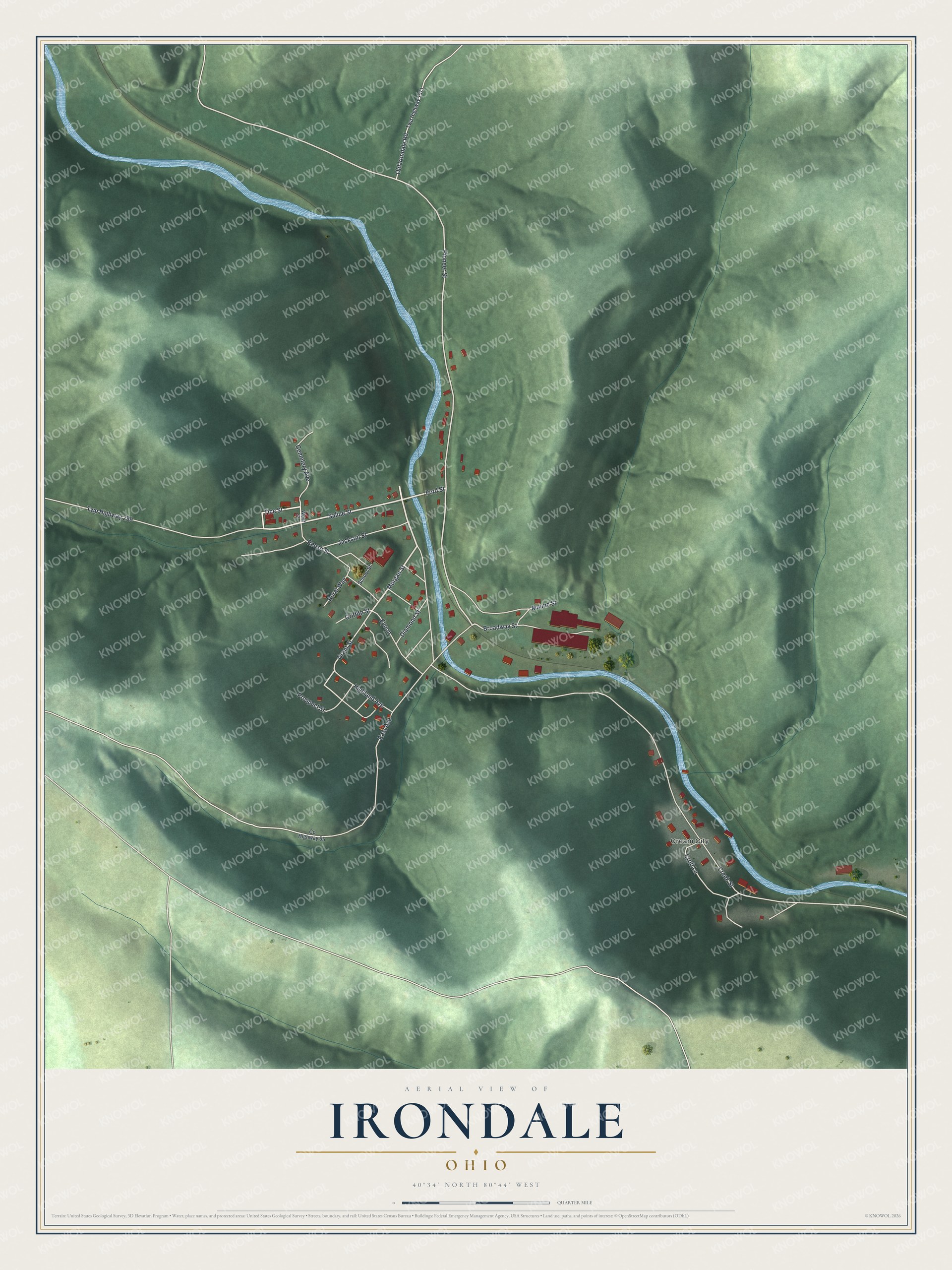 Watermarked full-map preview of Irondale, Ohio