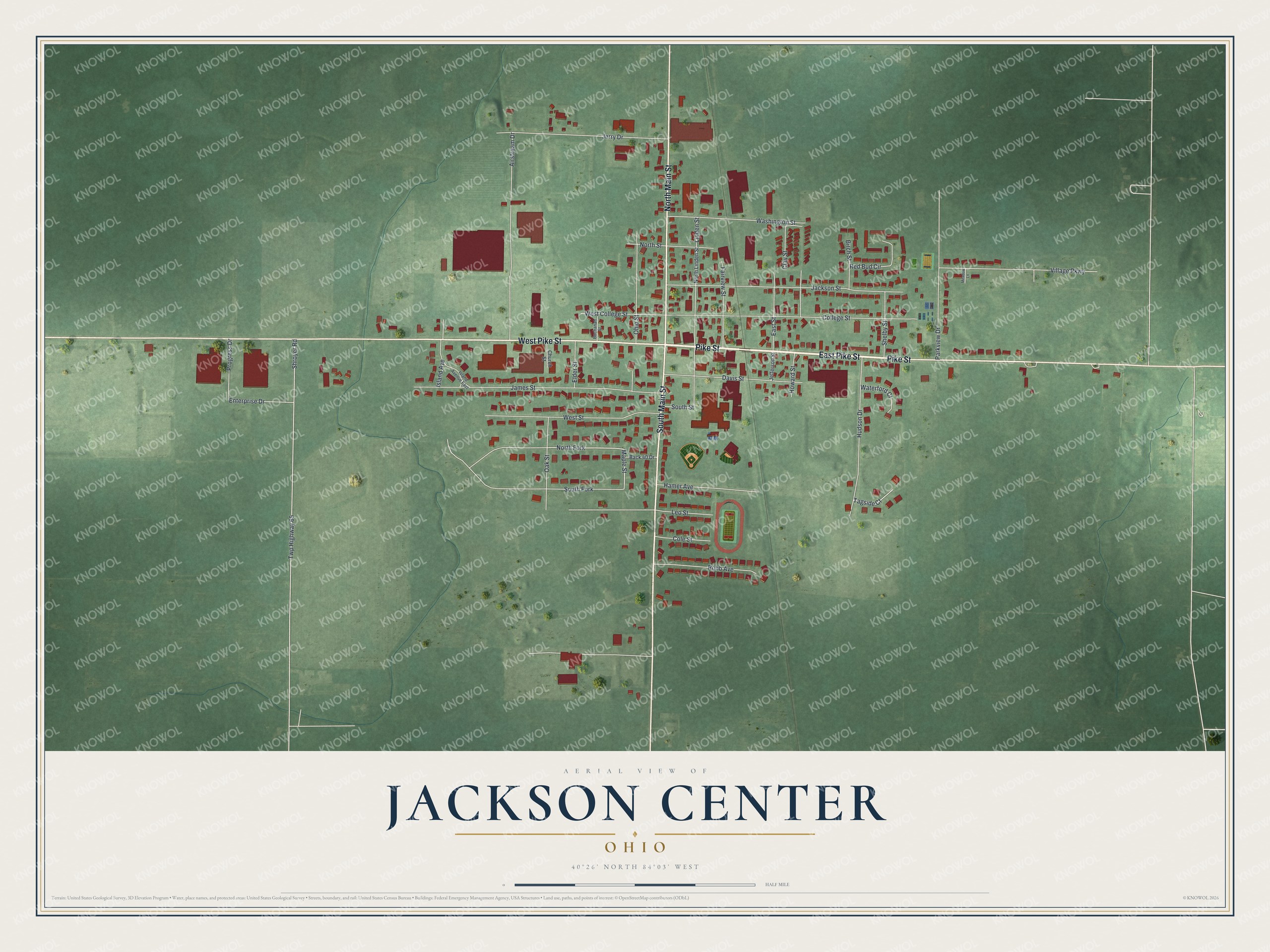 Watermarked full-map preview of Jackson Center, Ohio
