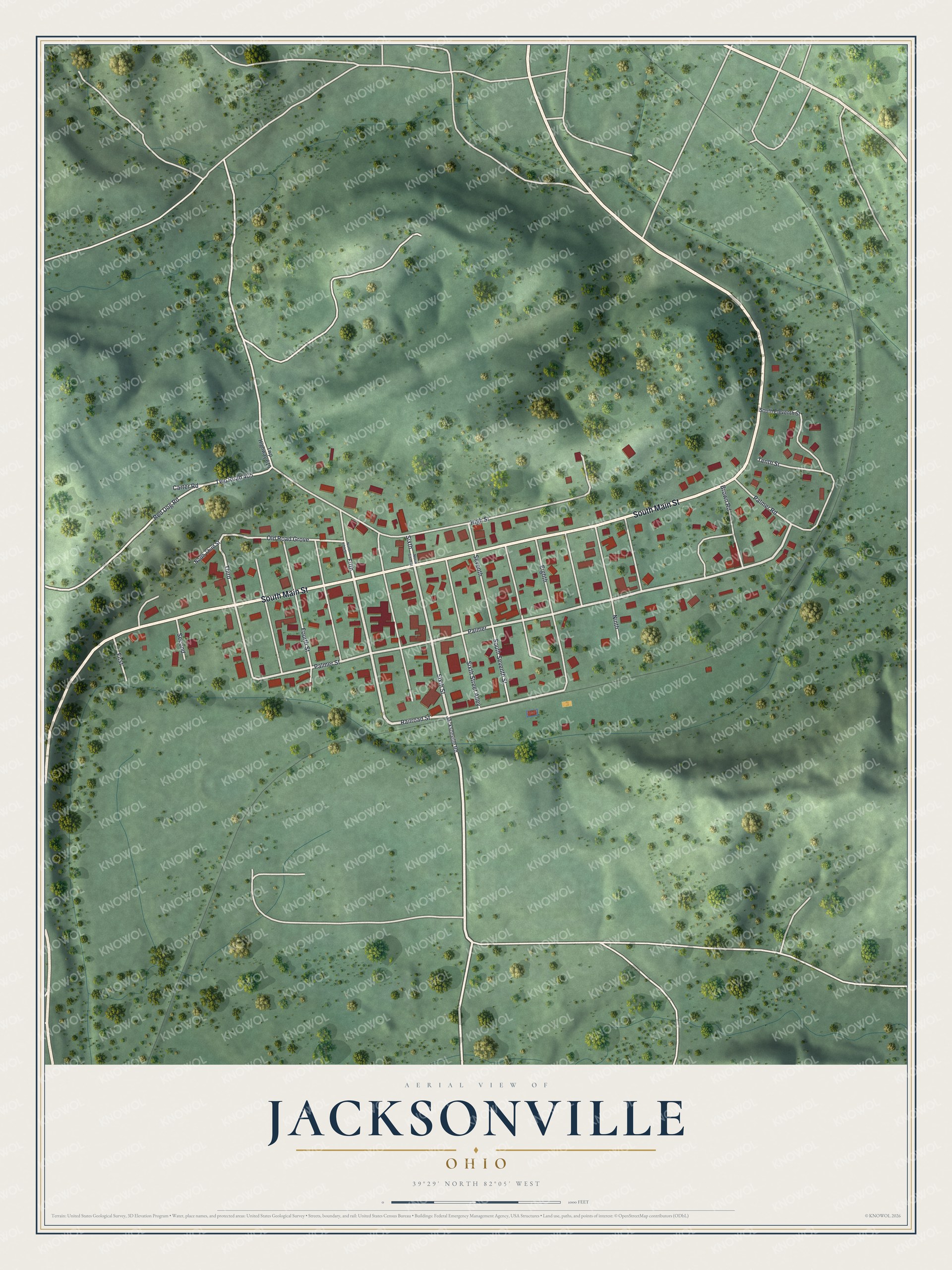 Watermarked full-map preview of Jacksonville, Ohio