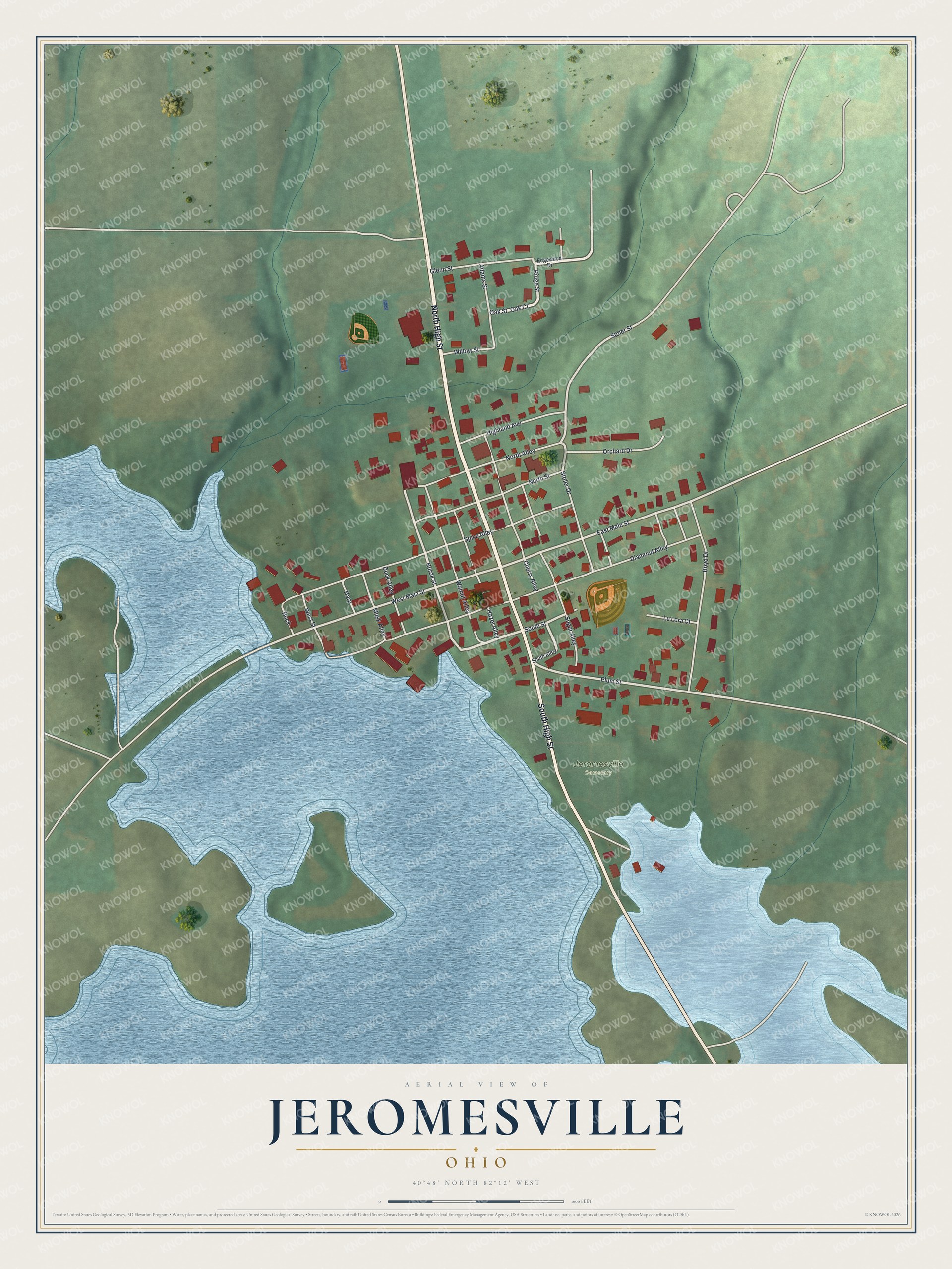 Watermarked full-map preview of Jeromesville, Ohio