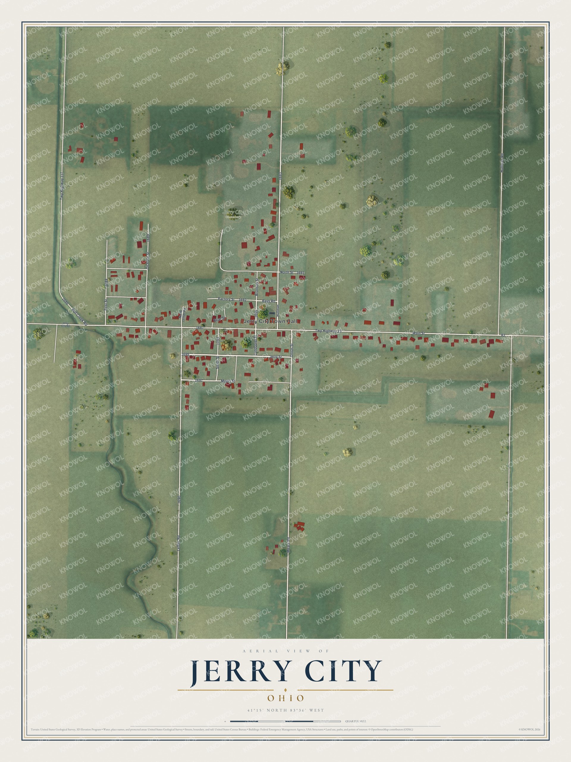 Watermarked full-map preview of Jerry City, Ohio