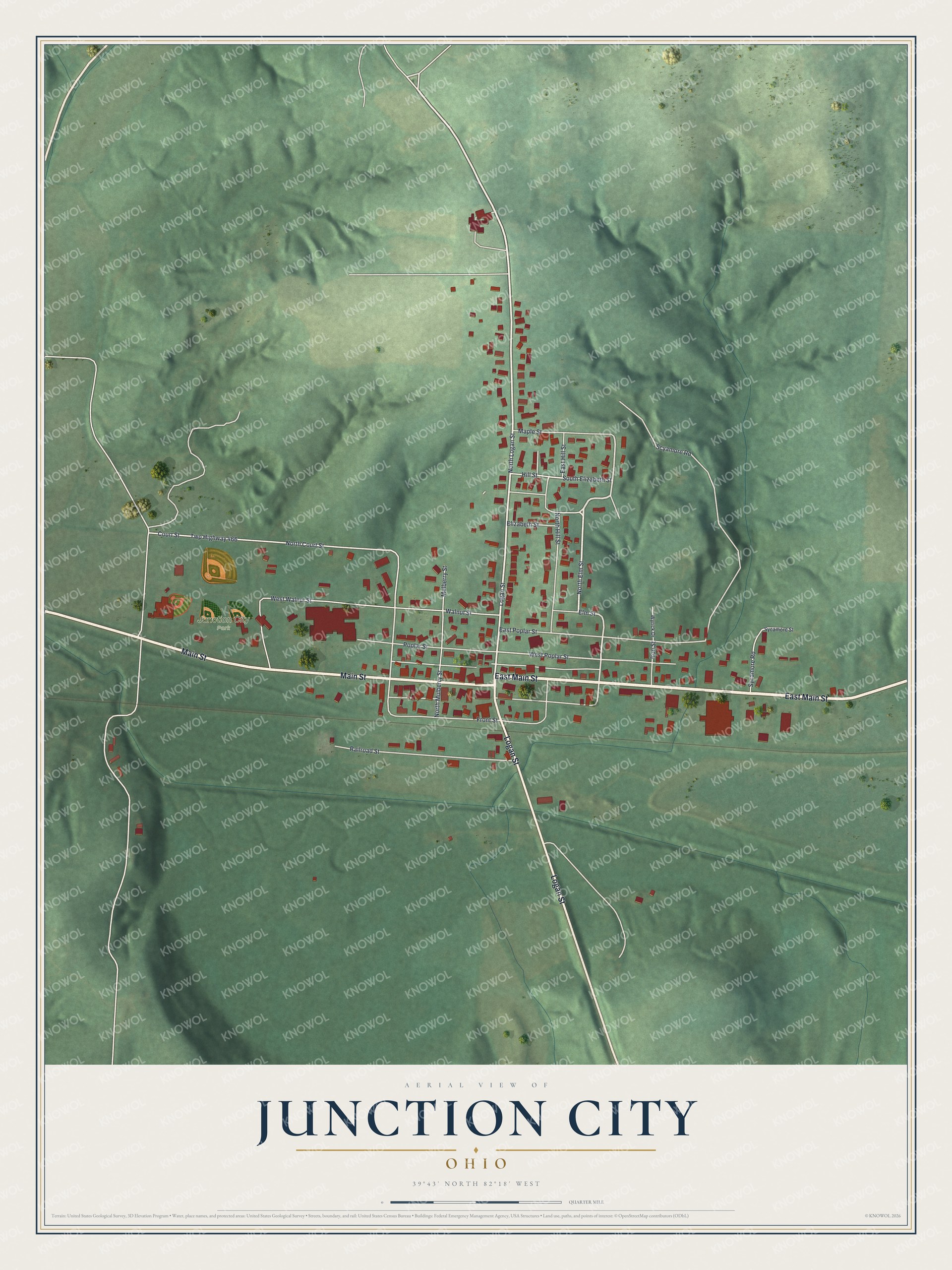 Watermarked full-map preview of Junction City, Ohio