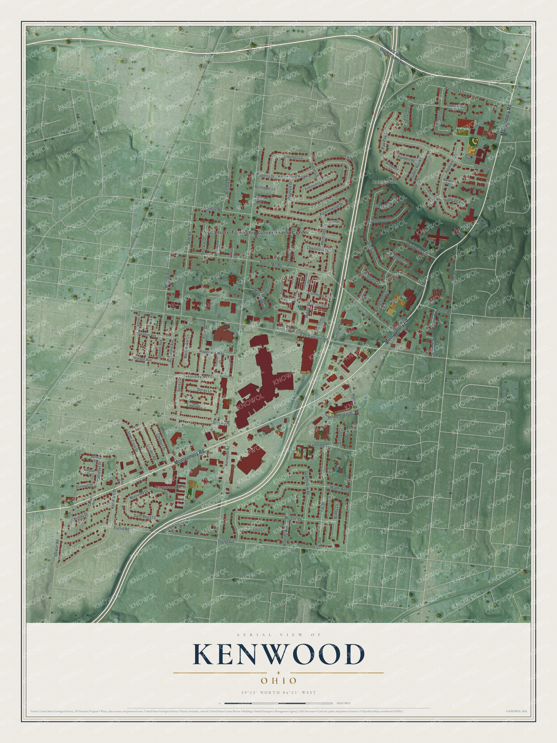 Watermarked full-map preview of Kenwood, Ohio