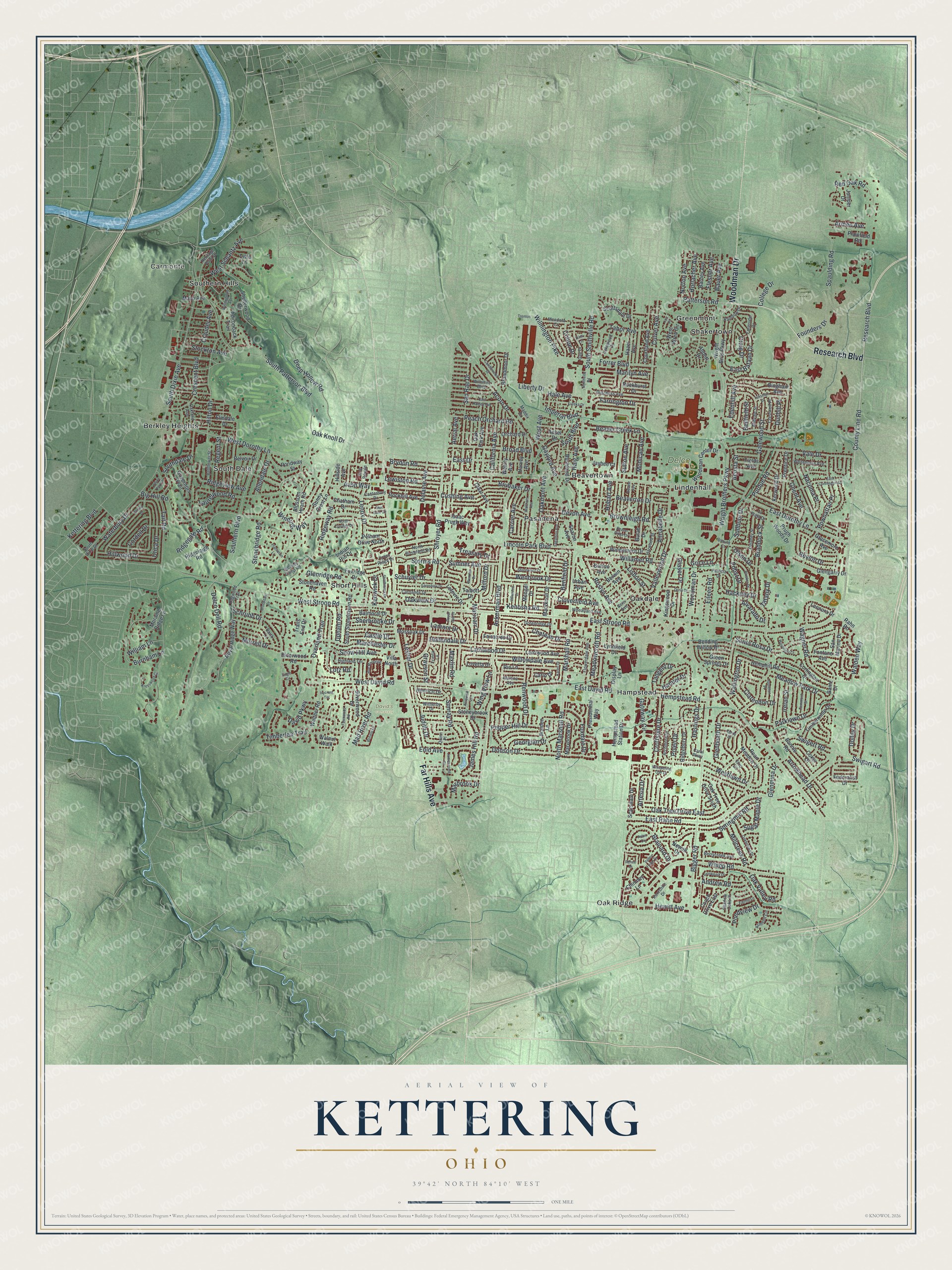 Watermarked full-map preview of Kettering, Ohio