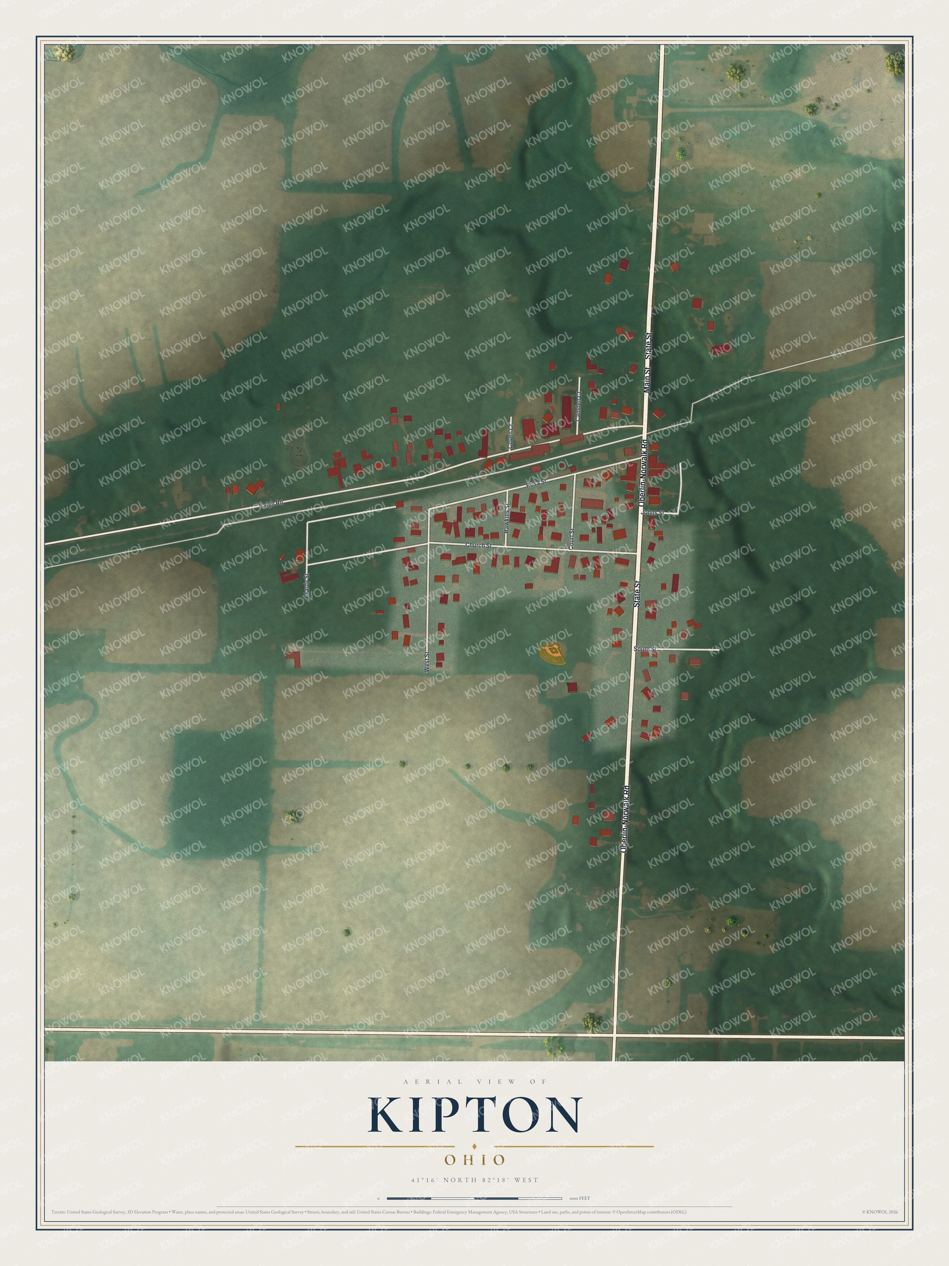 Watermarked full-map preview of Kipton, Ohio