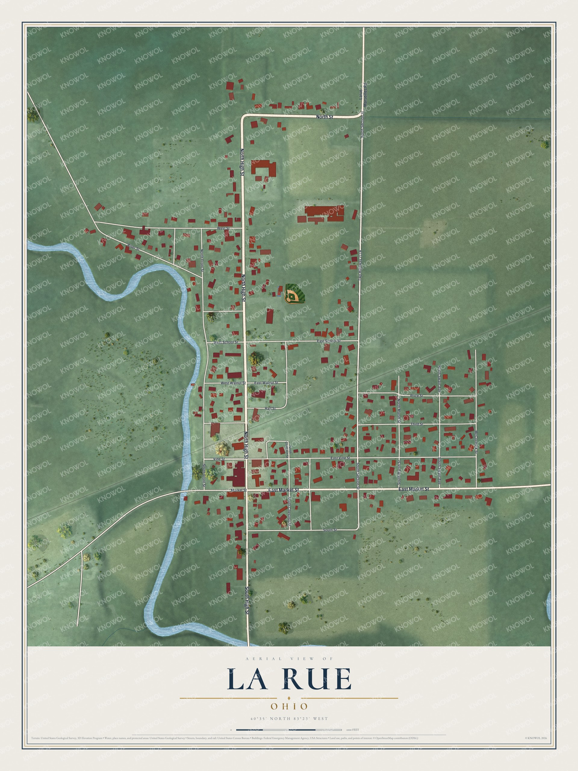 Watermarked full-map preview of La Rue, Ohio