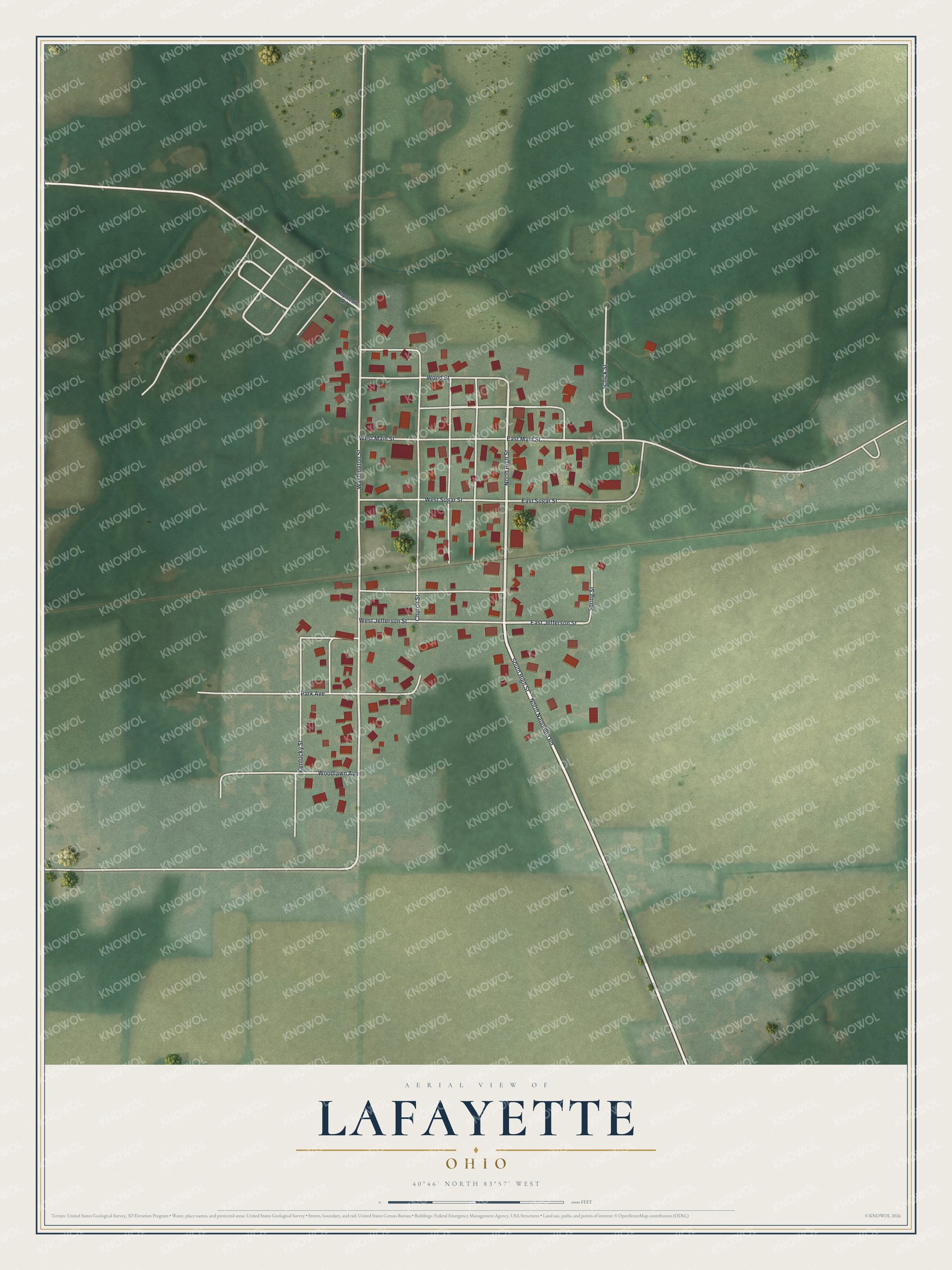 Watermarked full-map preview of Lafayette, Ohio