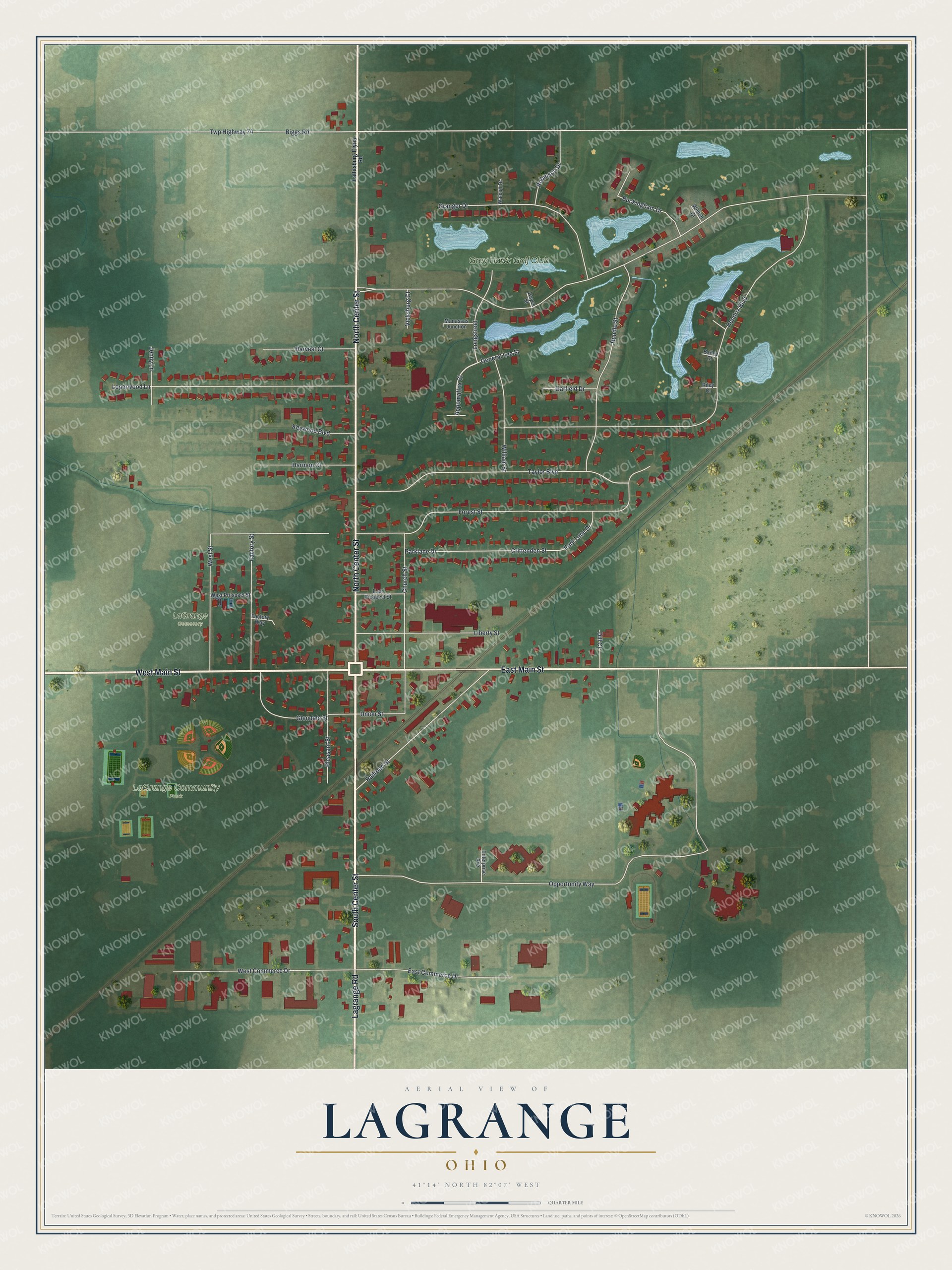 Watermarked full-map preview of LaGrange, Ohio