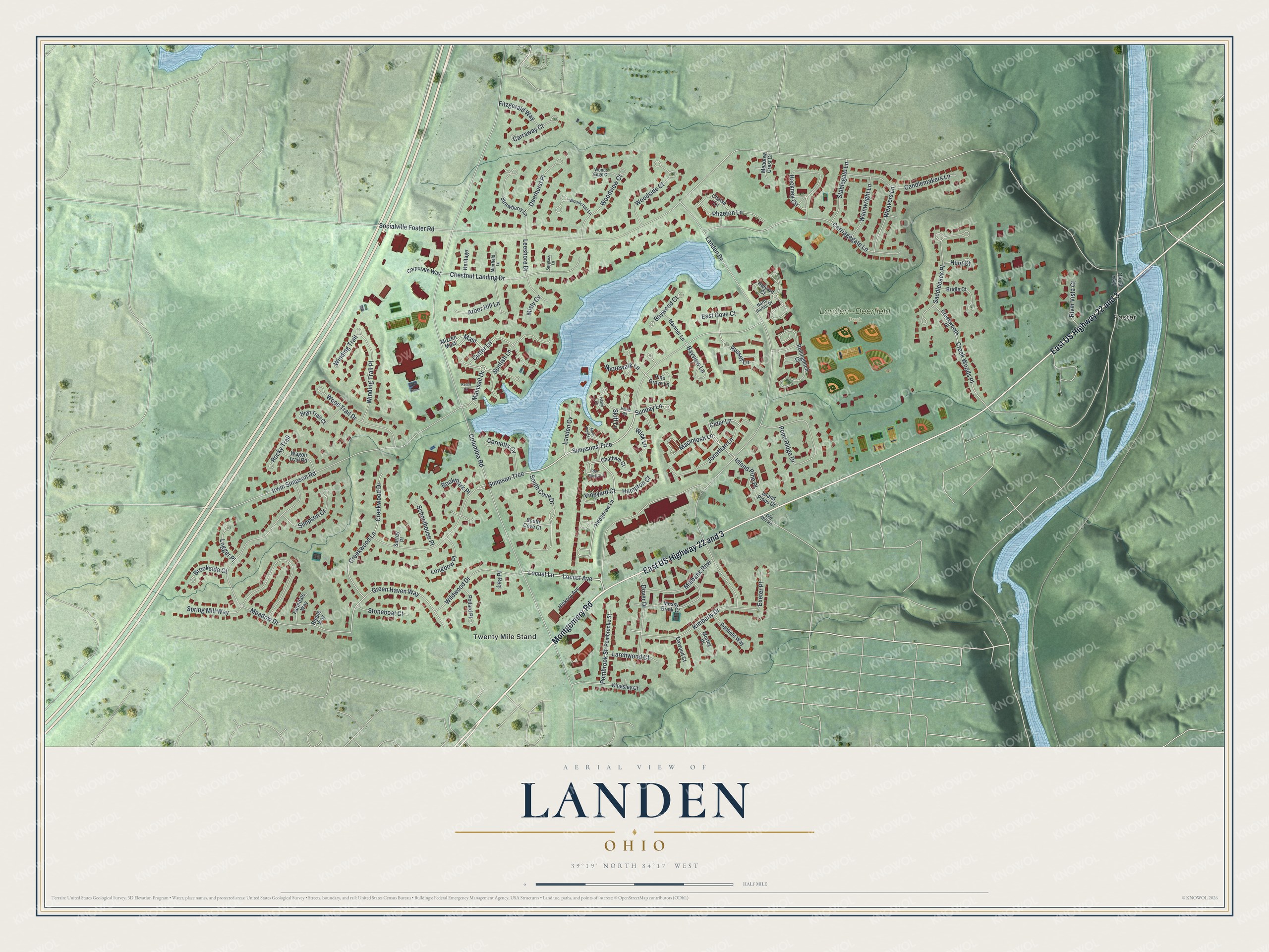 Watermarked full-map preview of Landen, Ohio