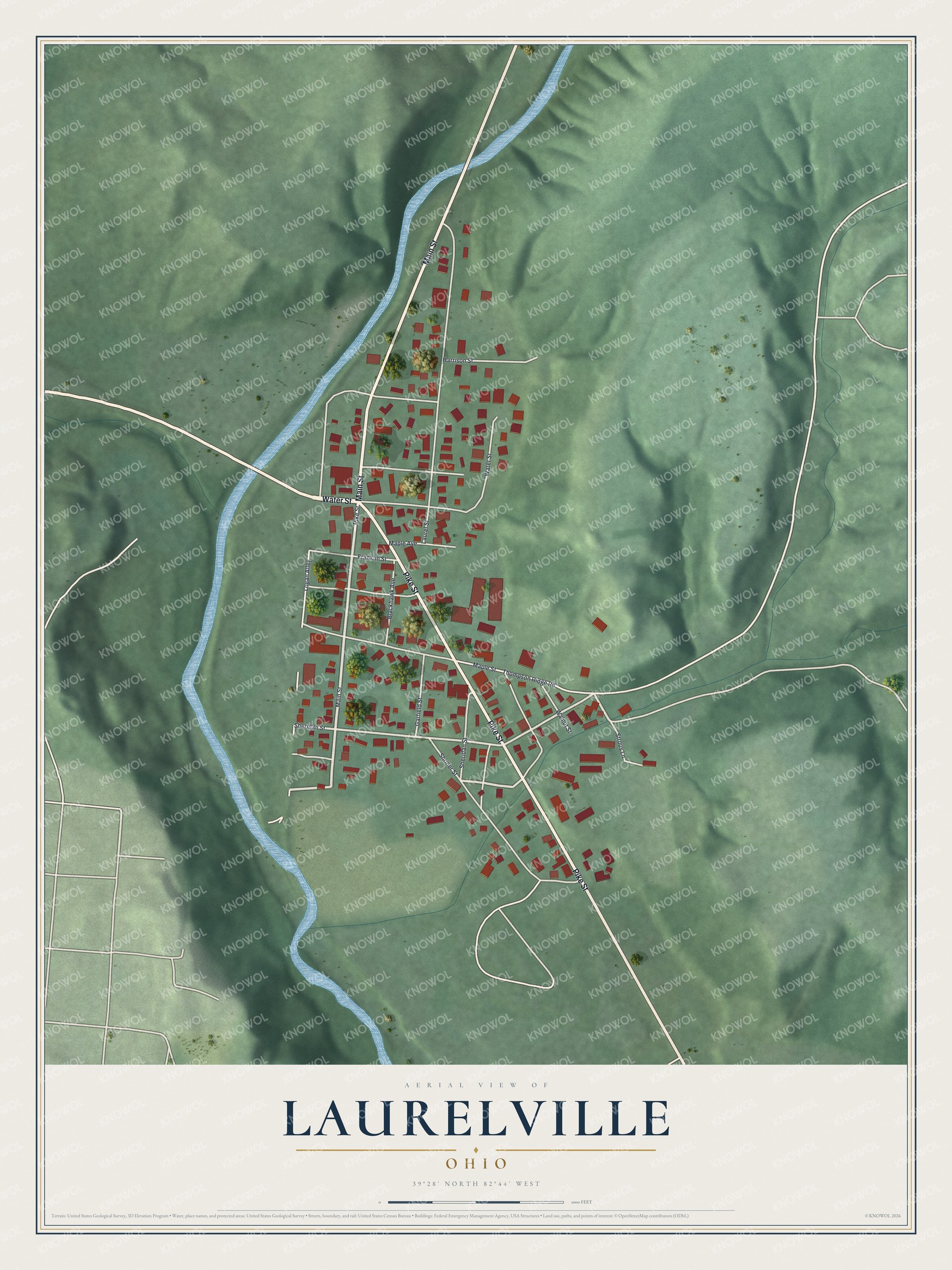 Watermarked full-map preview of Laurelville, Ohio