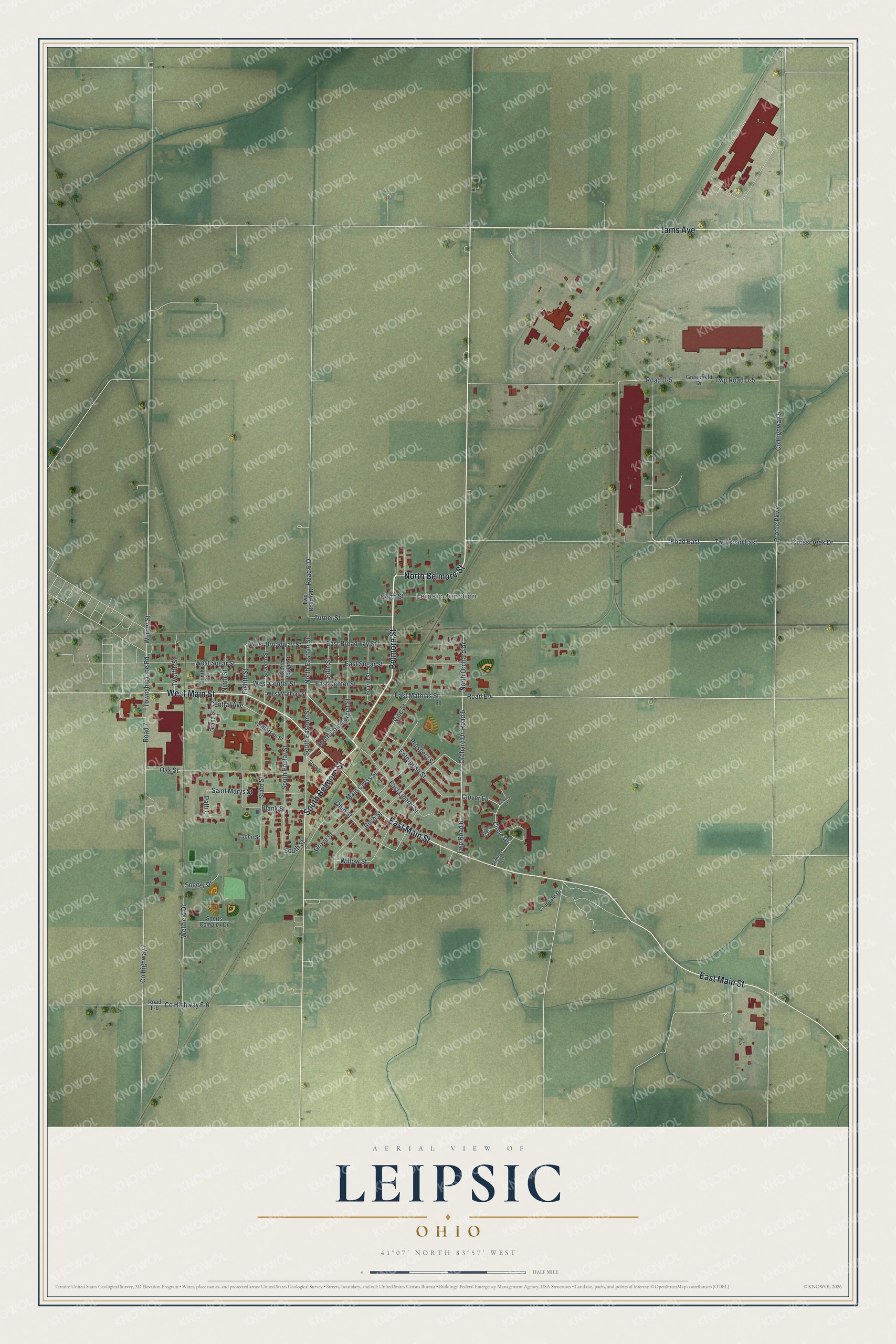 Watermarked full-map preview of Leipsic, Ohio