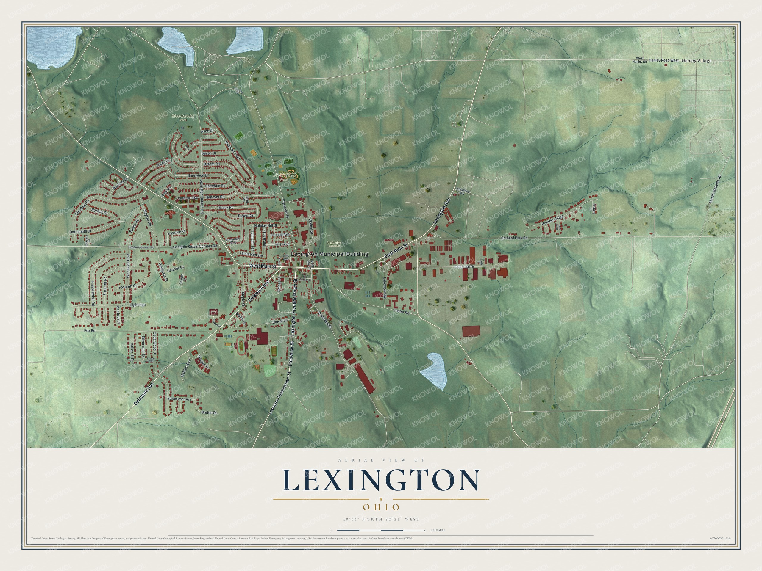 Watermarked full-map preview of Lexington, Ohio