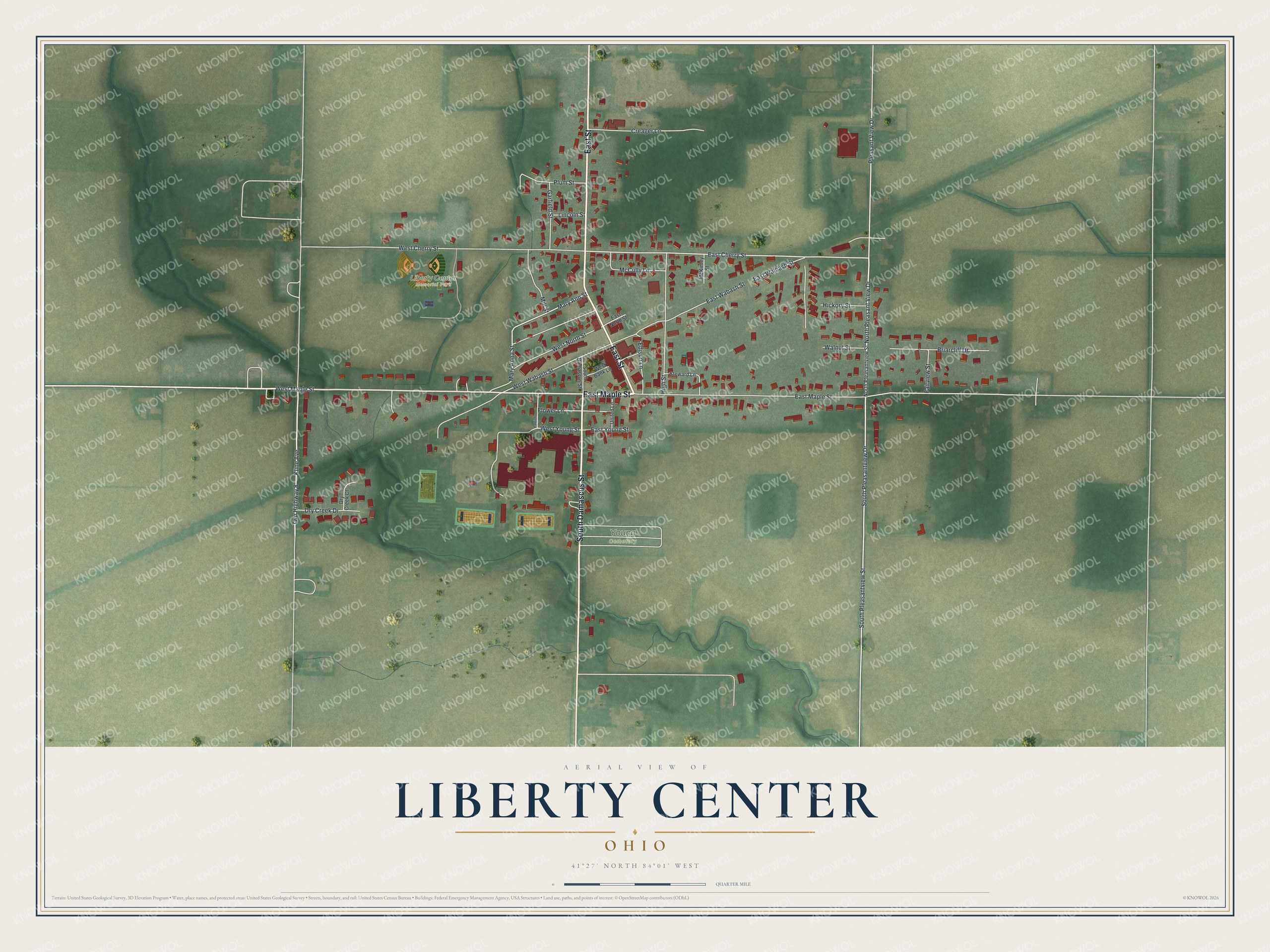 Watermarked full-map preview of Liberty Center, Ohio