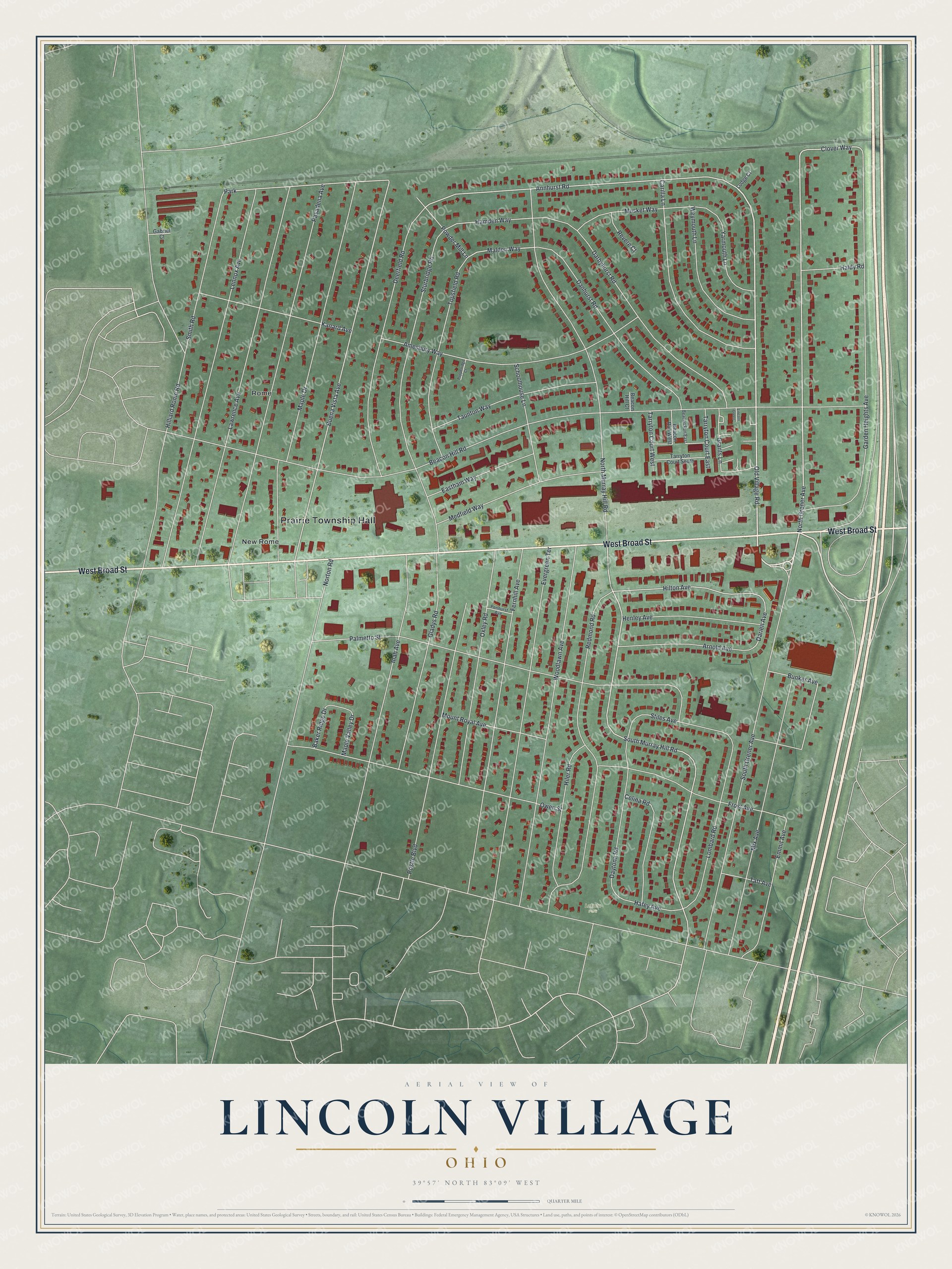 Watermarked full-map preview of Lincoln Village, Ohio