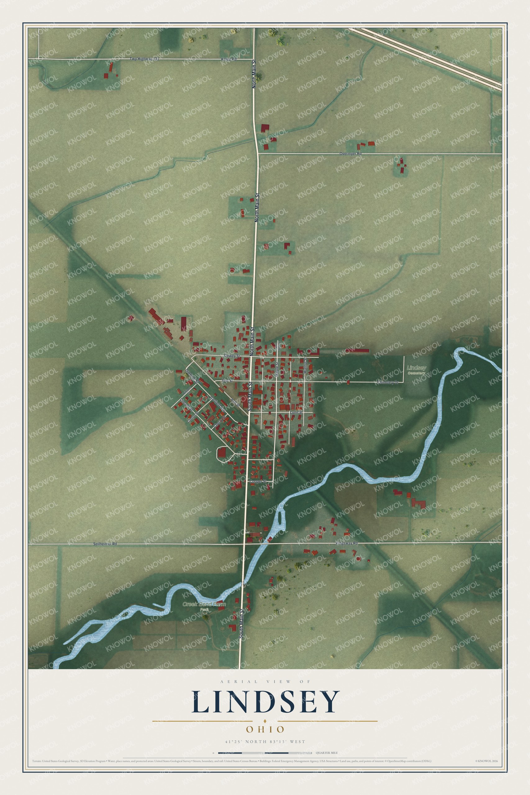 Watermarked full-map preview of Lindsey, Ohio