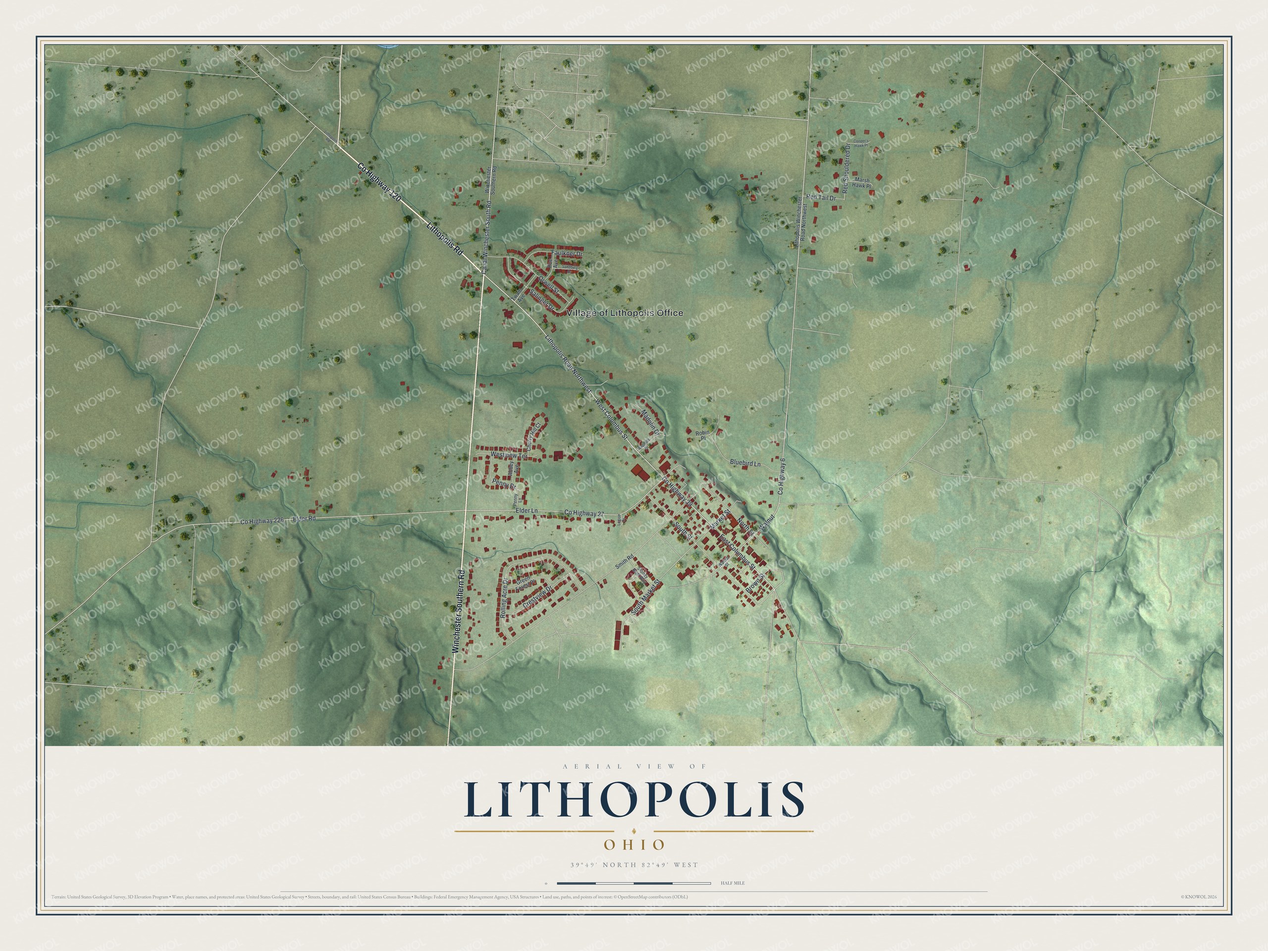 Watermarked full-map preview of Lithopolis, Ohio