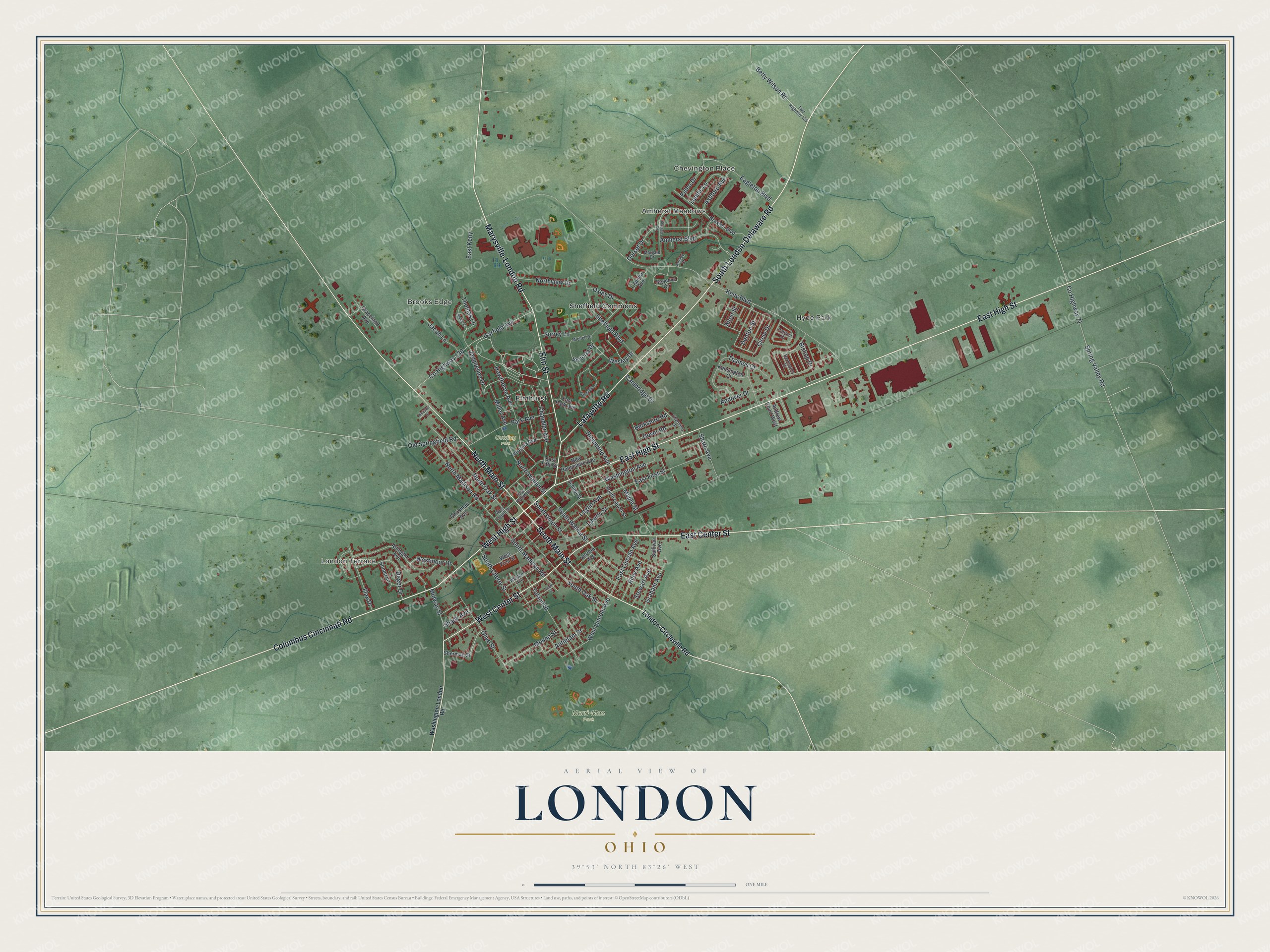 Watermarked full-map preview of London, Ohio