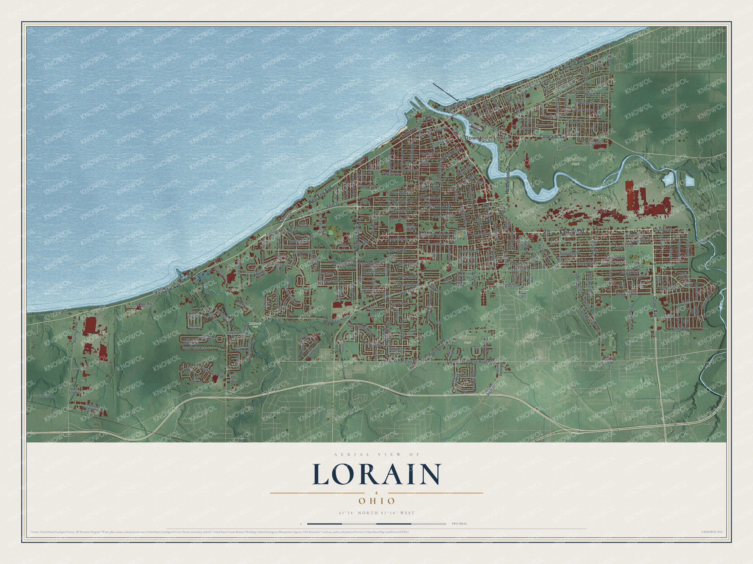 Watermarked full-map preview of Lorain, Ohio