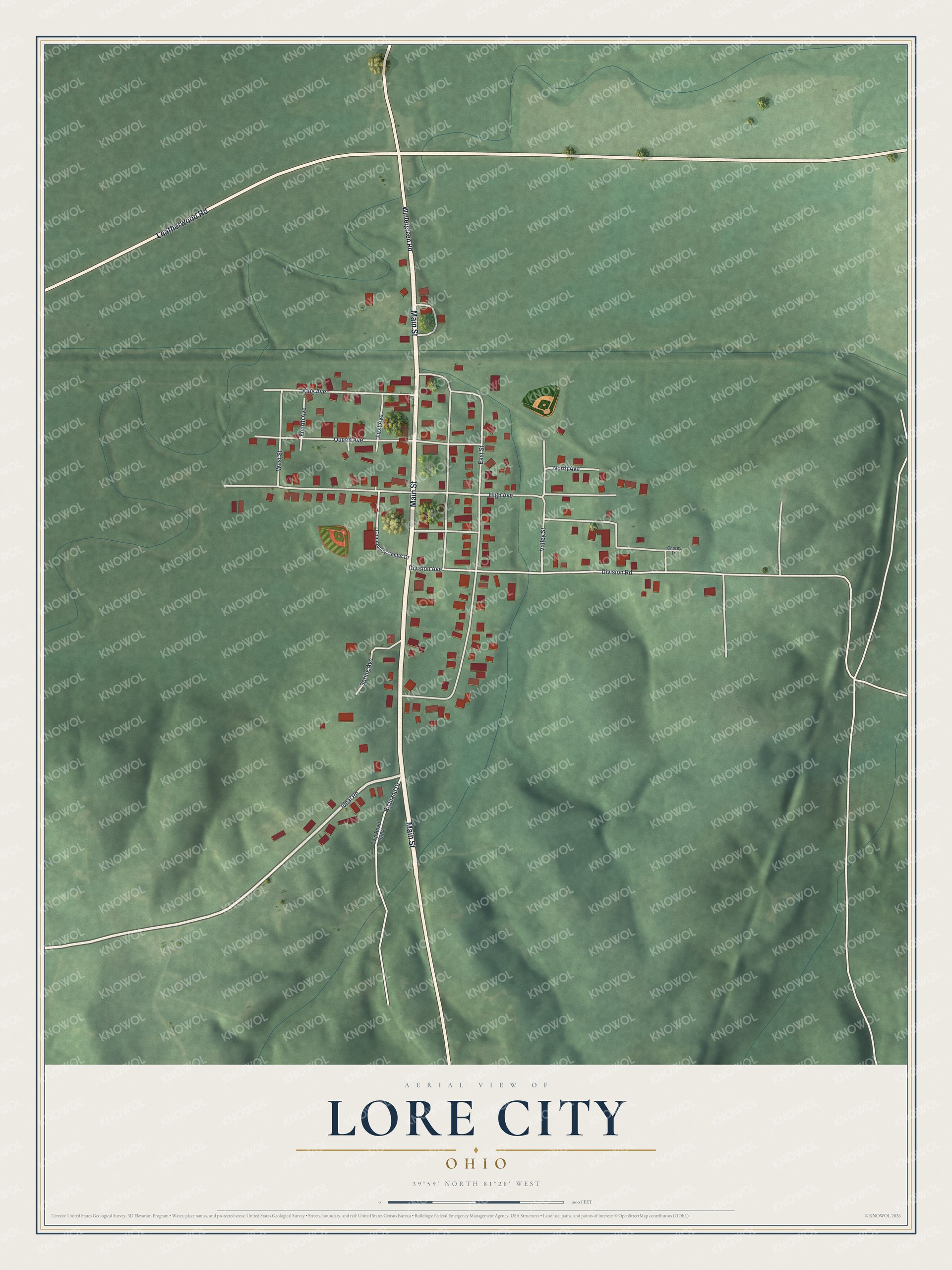 Watermarked full-map preview of Lore City, Ohio
