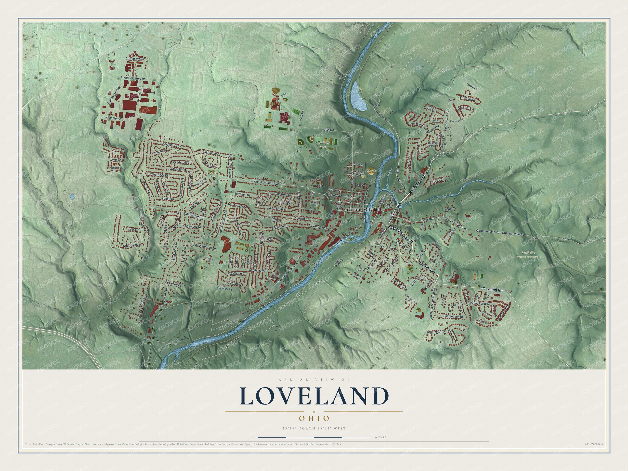 Watermarked full-map preview of Loveland, Ohio
