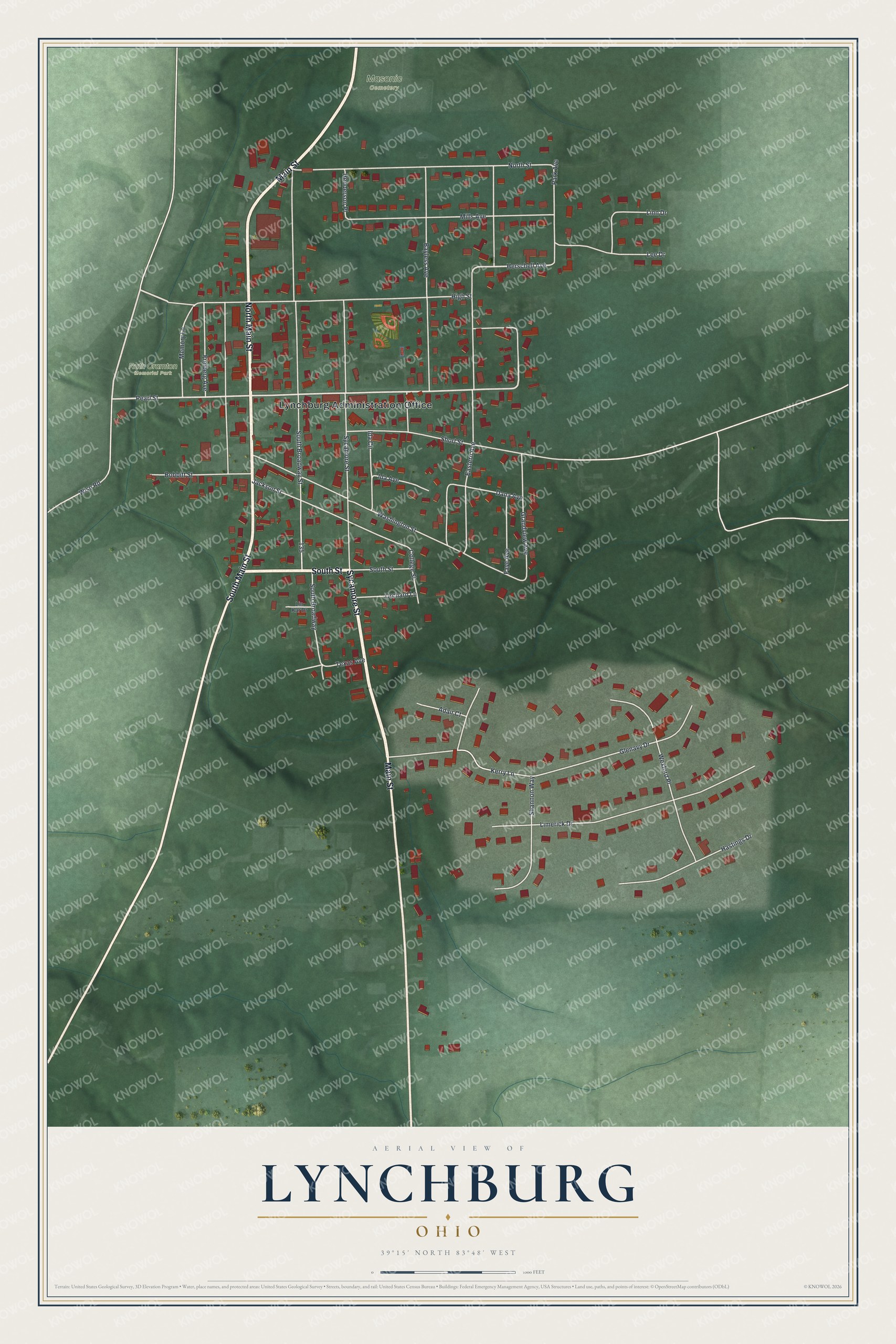 Watermarked full-map preview of Lynchburg, Ohio