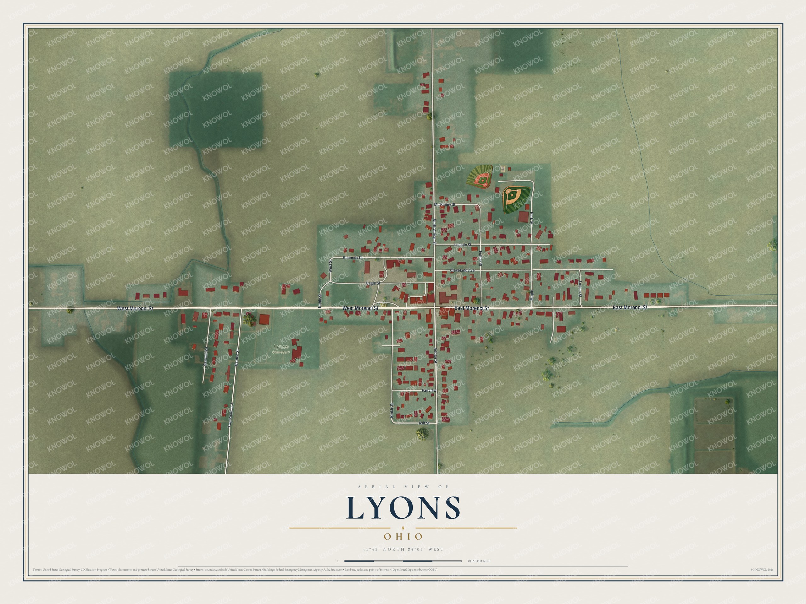 Watermarked full-map preview of Lyons, Ohio
