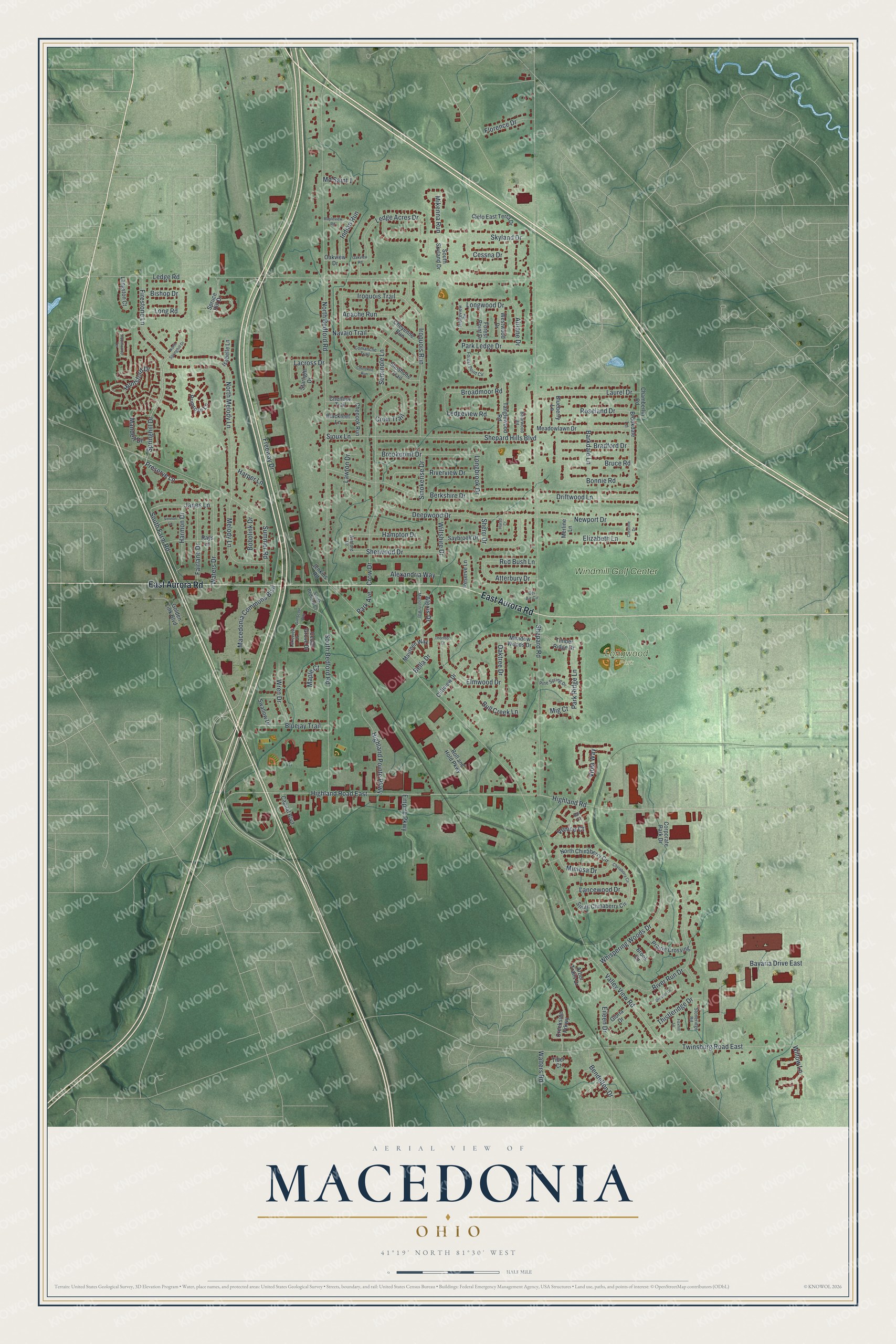 Watermarked full-map preview of Macedonia, Ohio