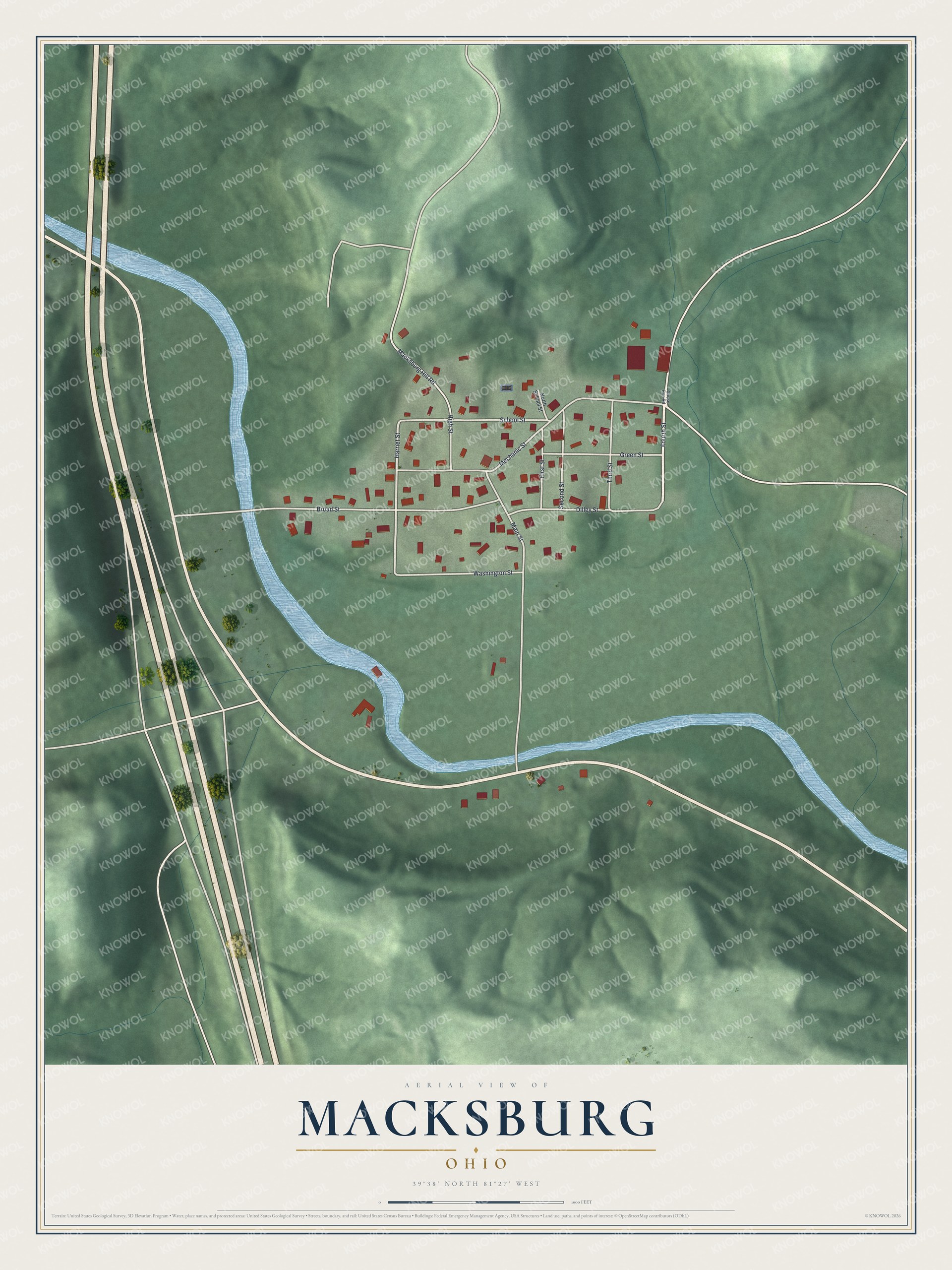 Watermarked full-map preview of Macksburg, Ohio