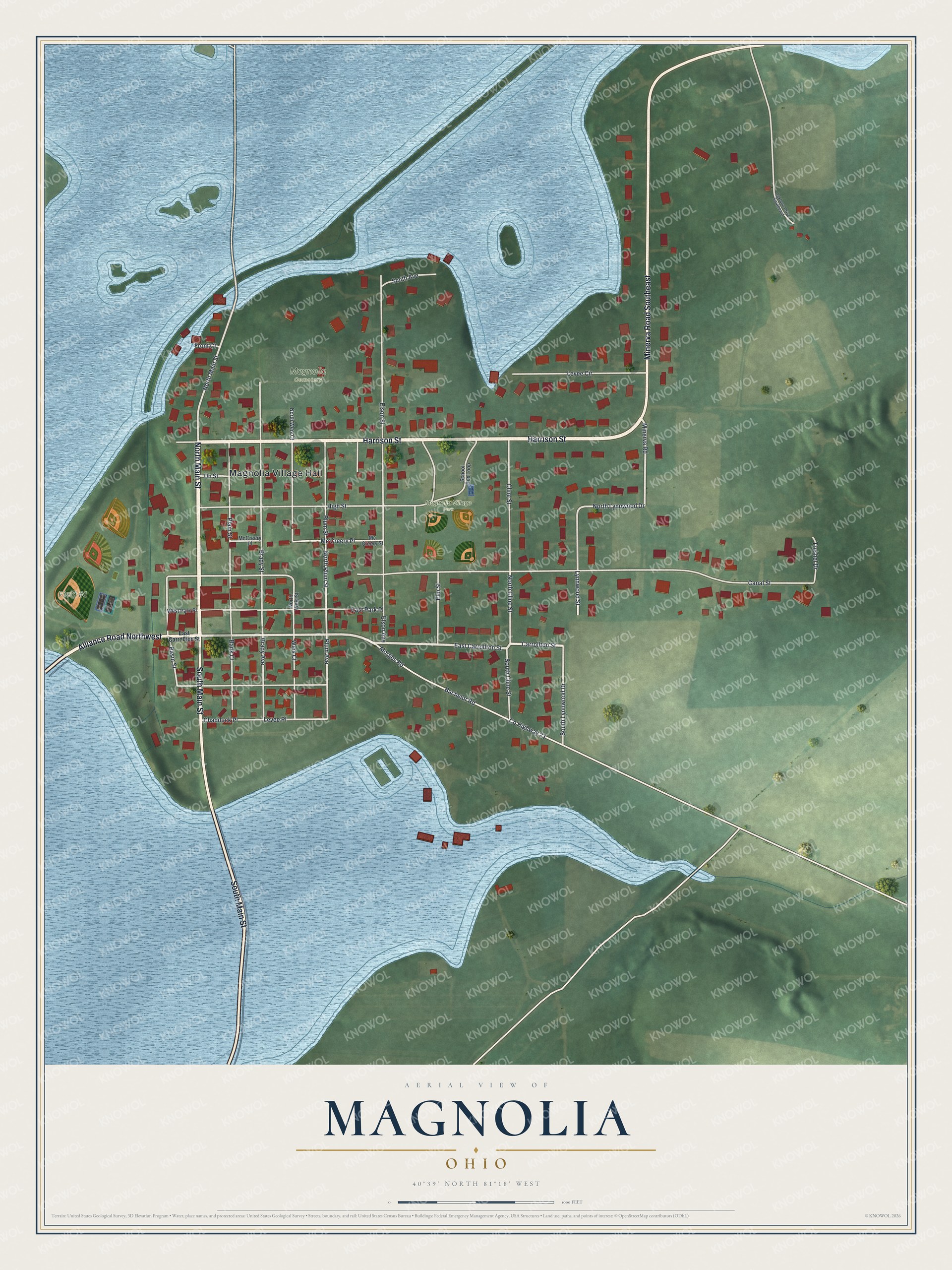 Watermarked full-map preview of Magnolia, Ohio