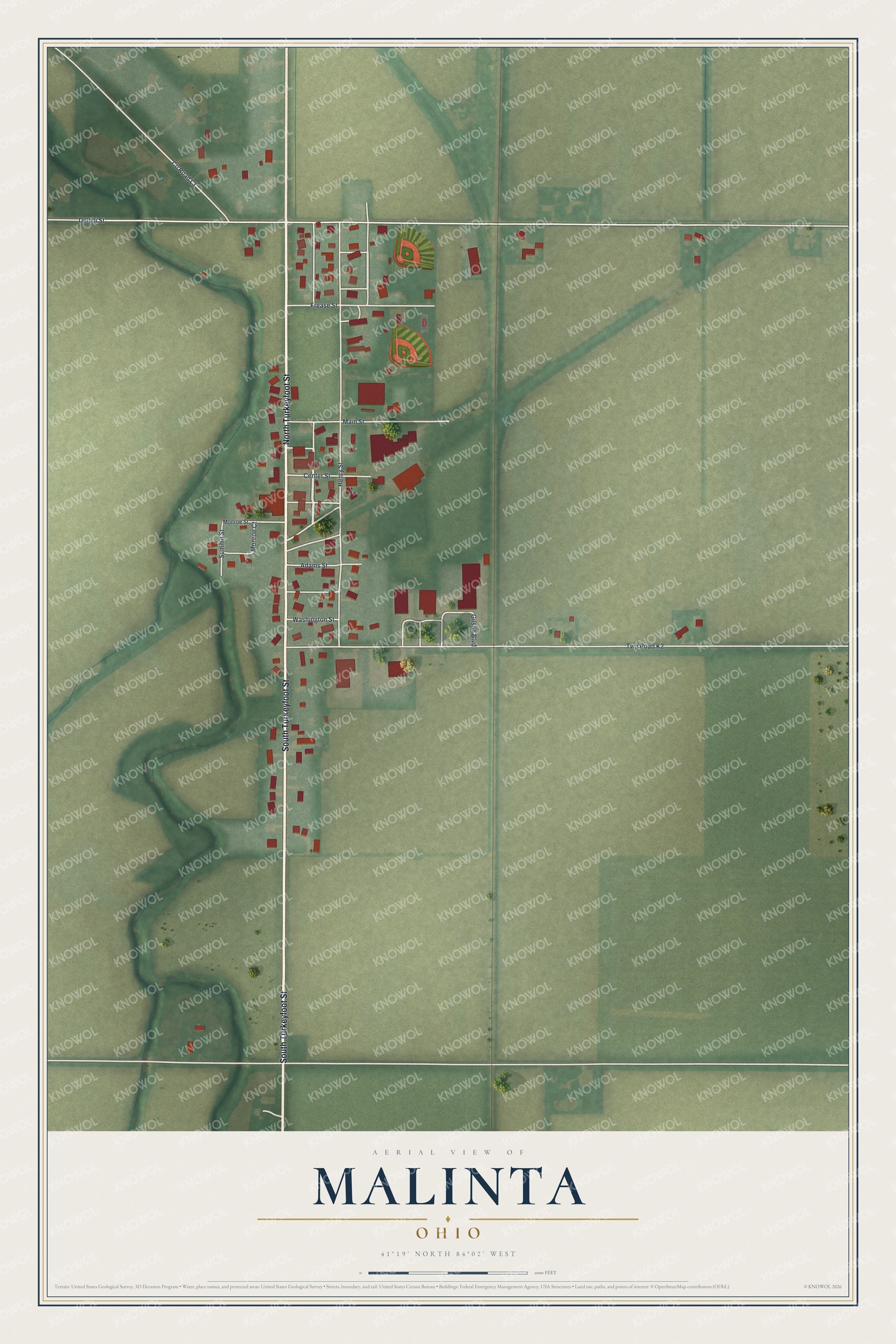 Watermarked full-map preview of Malinta, Ohio