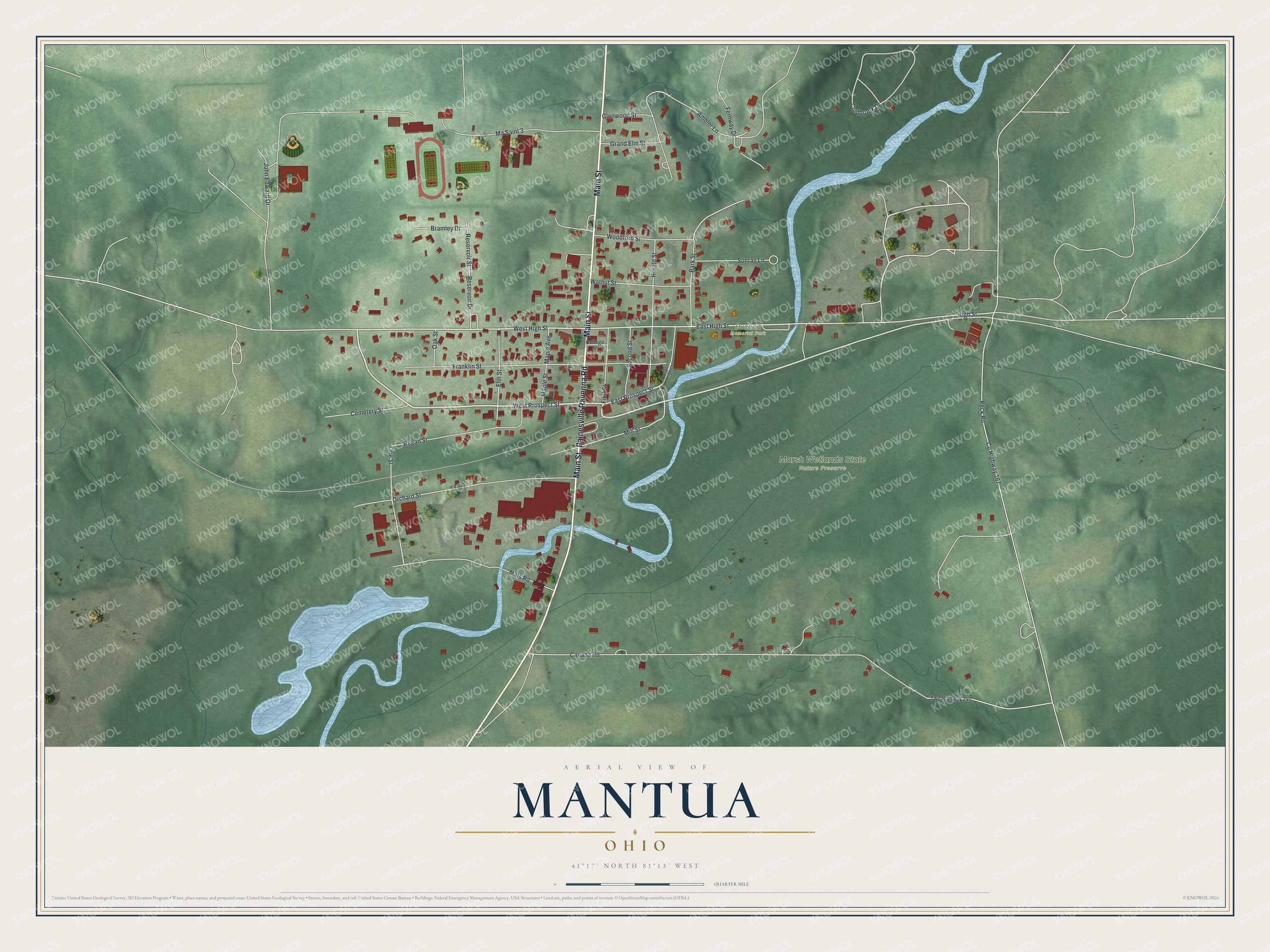 Watermarked full-map preview of Mantua, Ohio