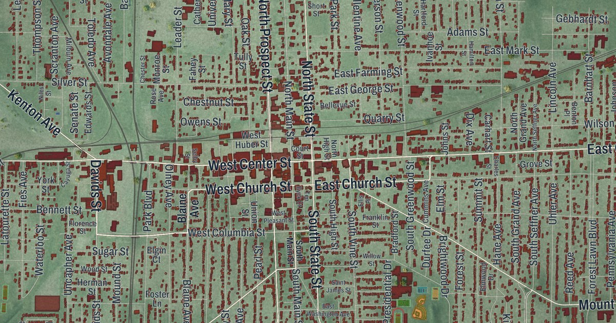 Map of Marion, Ohio in 2026