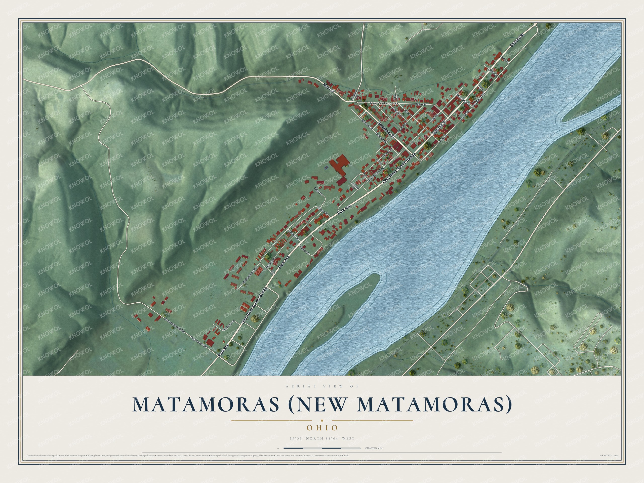 Watermarked full-map preview of Matamoras (New Matamoras), Ohio