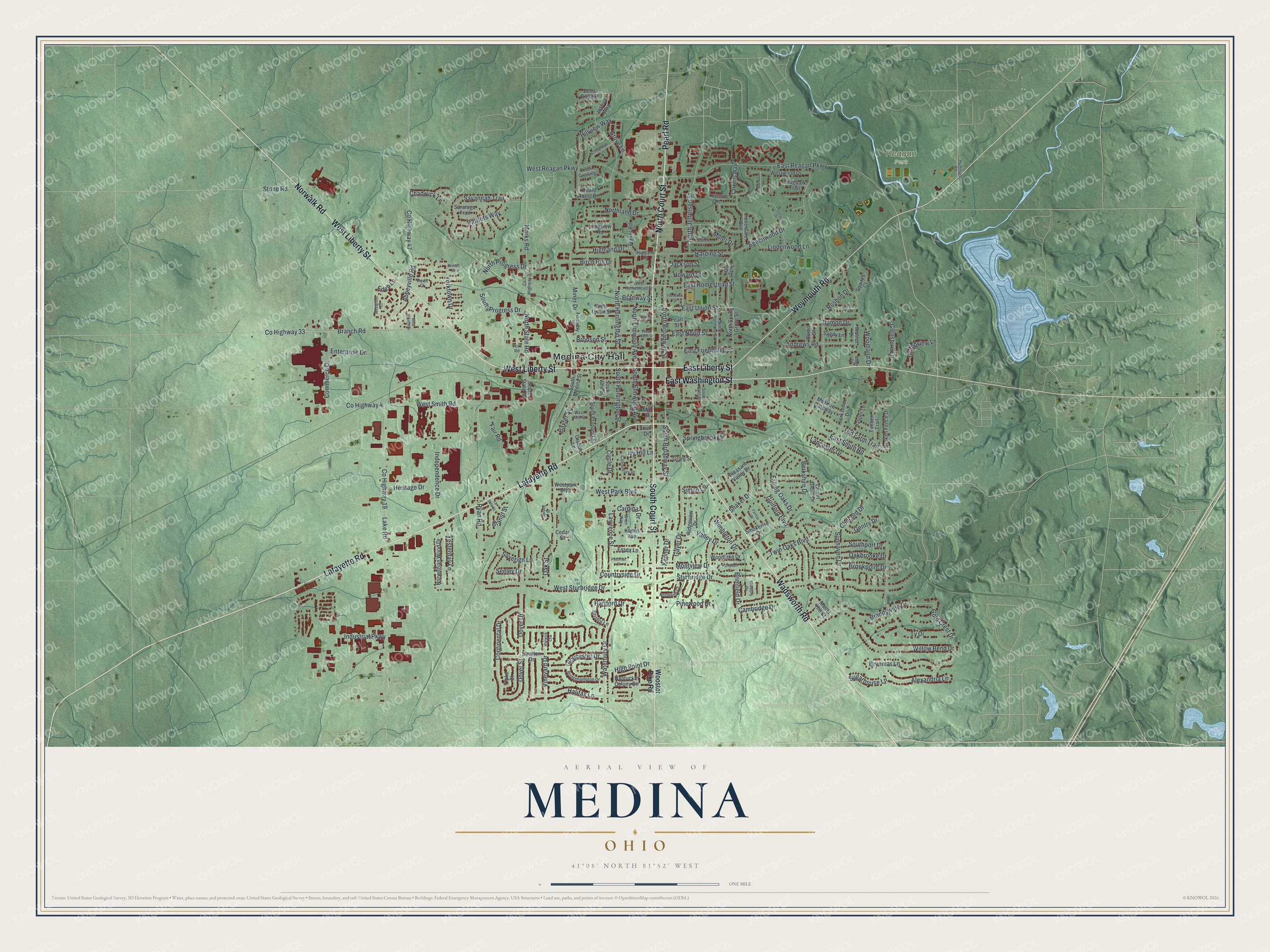 Watermarked full-map preview of Medina, Ohio