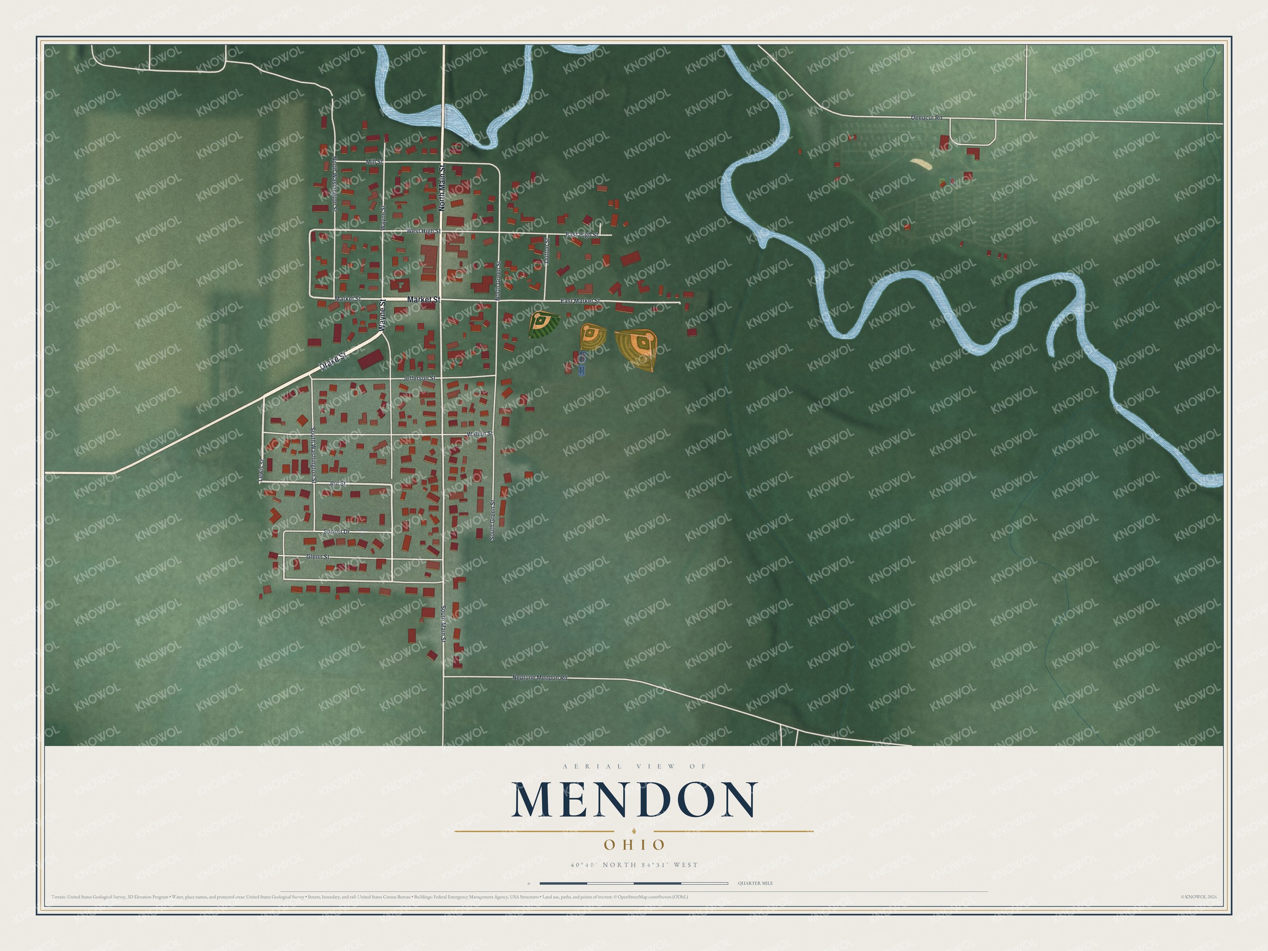 Watermarked full-map preview of Mendon, Ohio