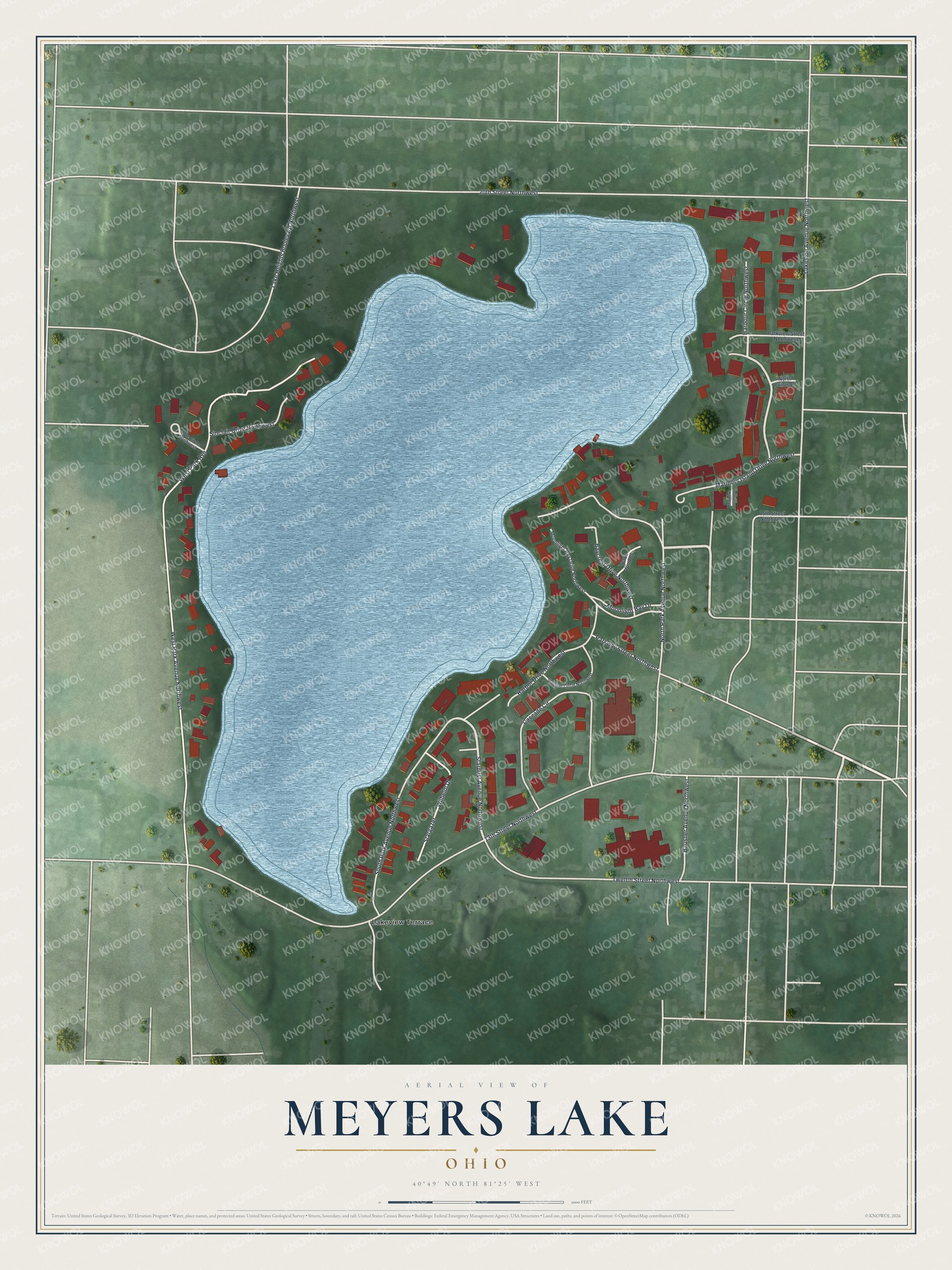 Watermarked full-map preview of Meyers Lake, Ohio
