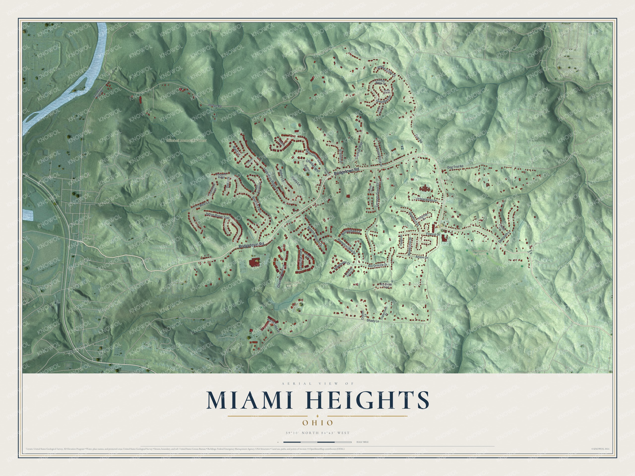 Watermarked full-map preview of Miami Heights, Ohio