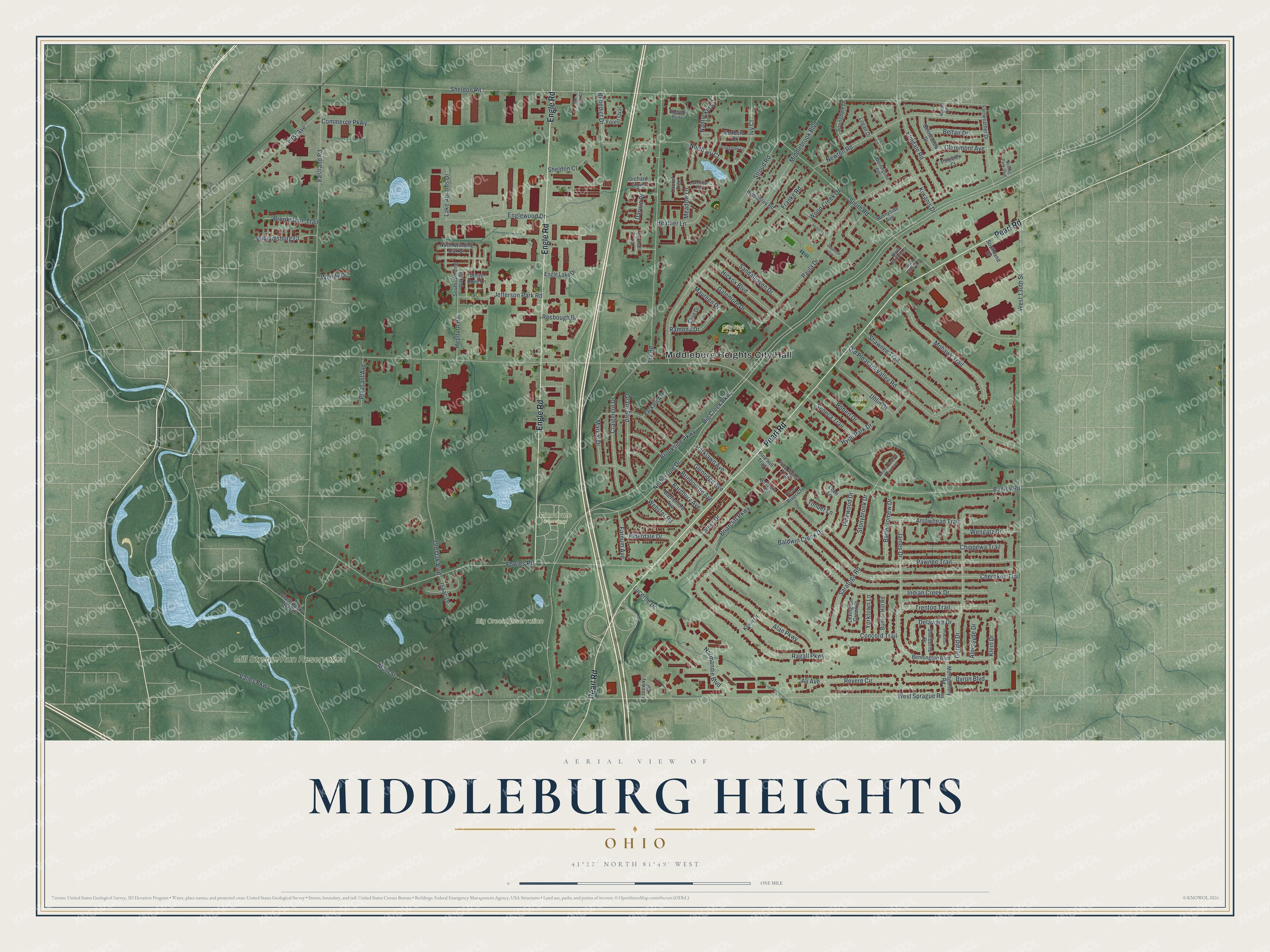 Watermarked full-map preview of Middleburg Heights, Ohio